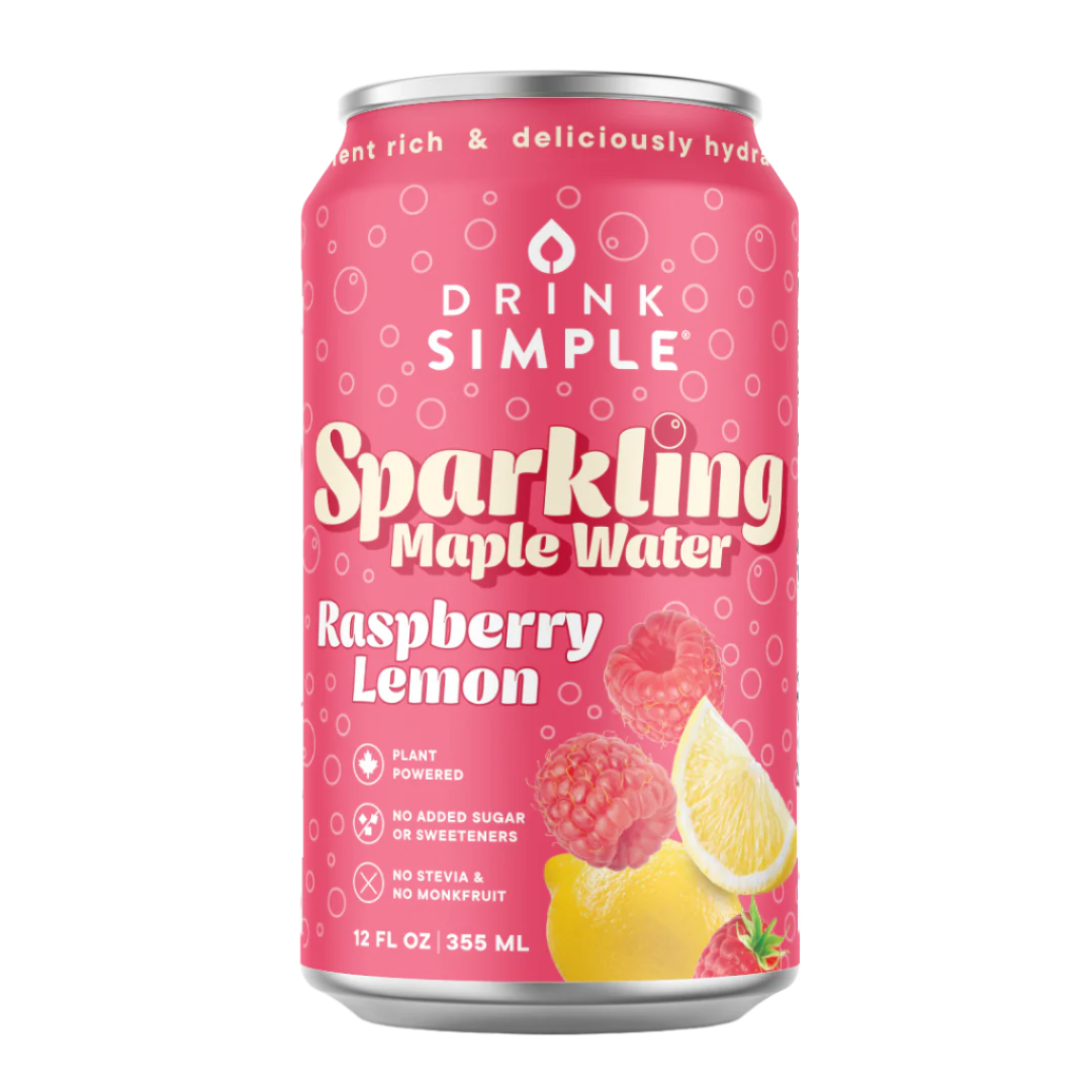 12 oz. Raspberry Lemon Sparkling Maple Water - 12 Pack by Drink Simple