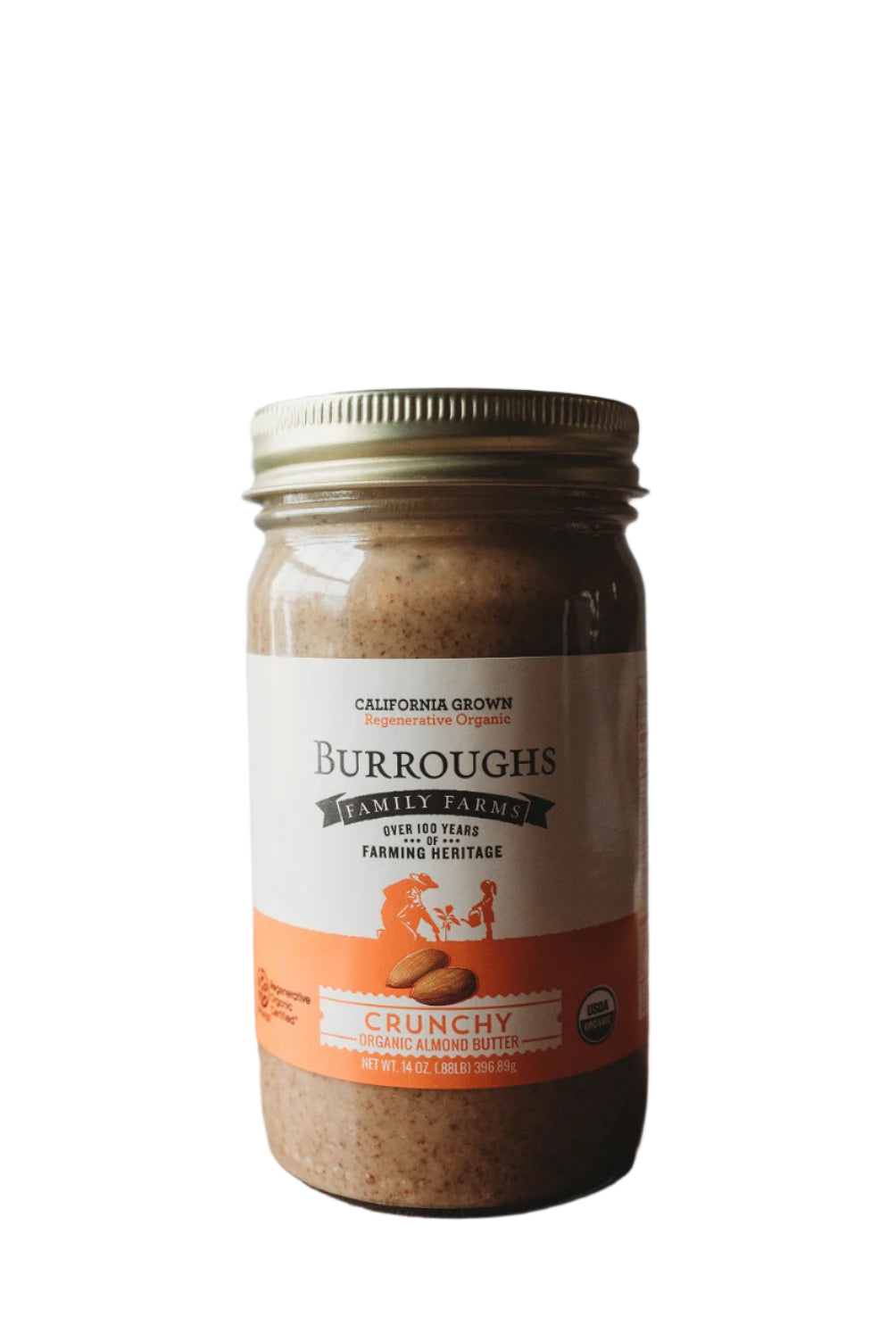 Regenerative Organic Crunchy Almond Butter by Burroughs Family Farms