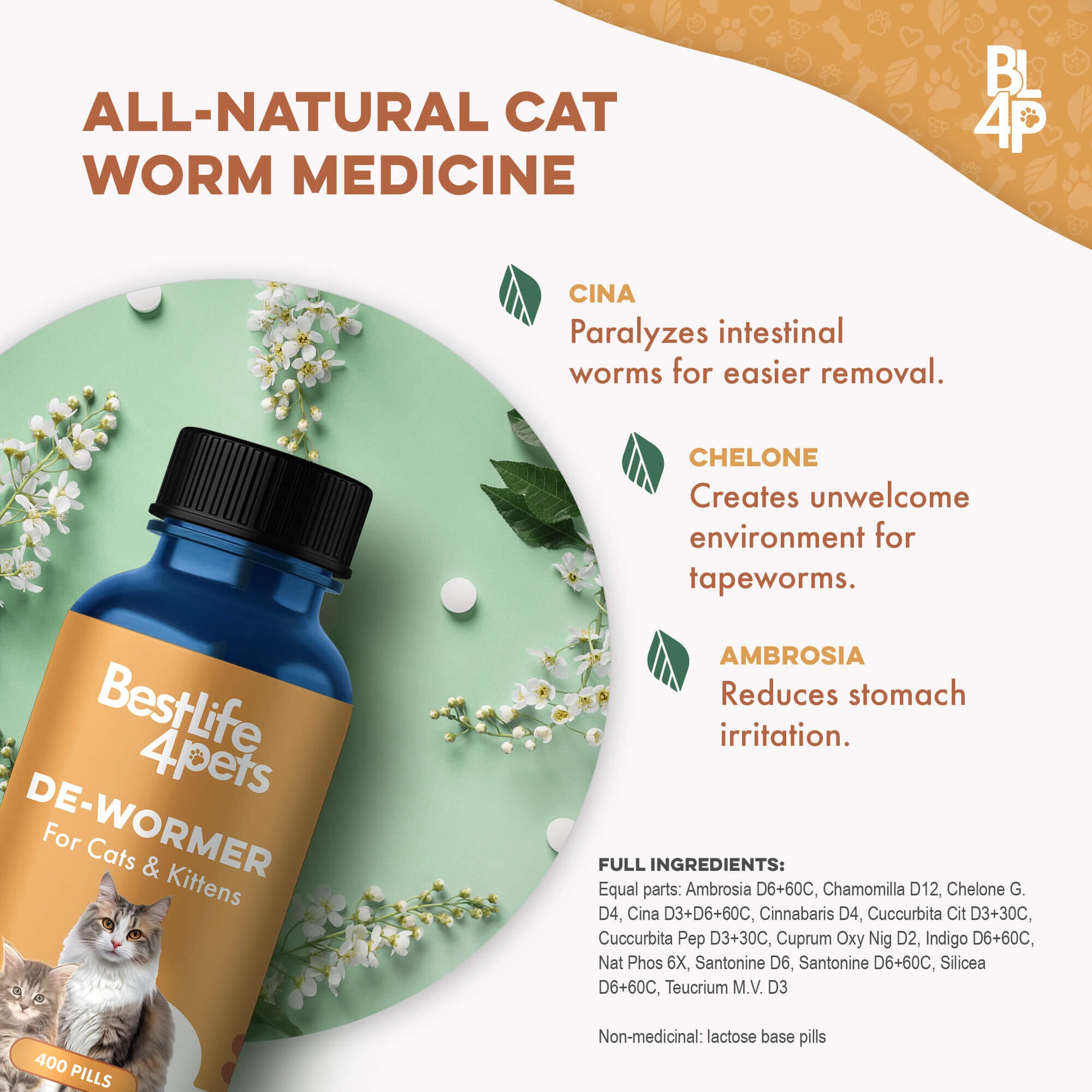 Homeopathic Broad Spectrum Dewormer for Cats & Kittens by BestLife4Pets