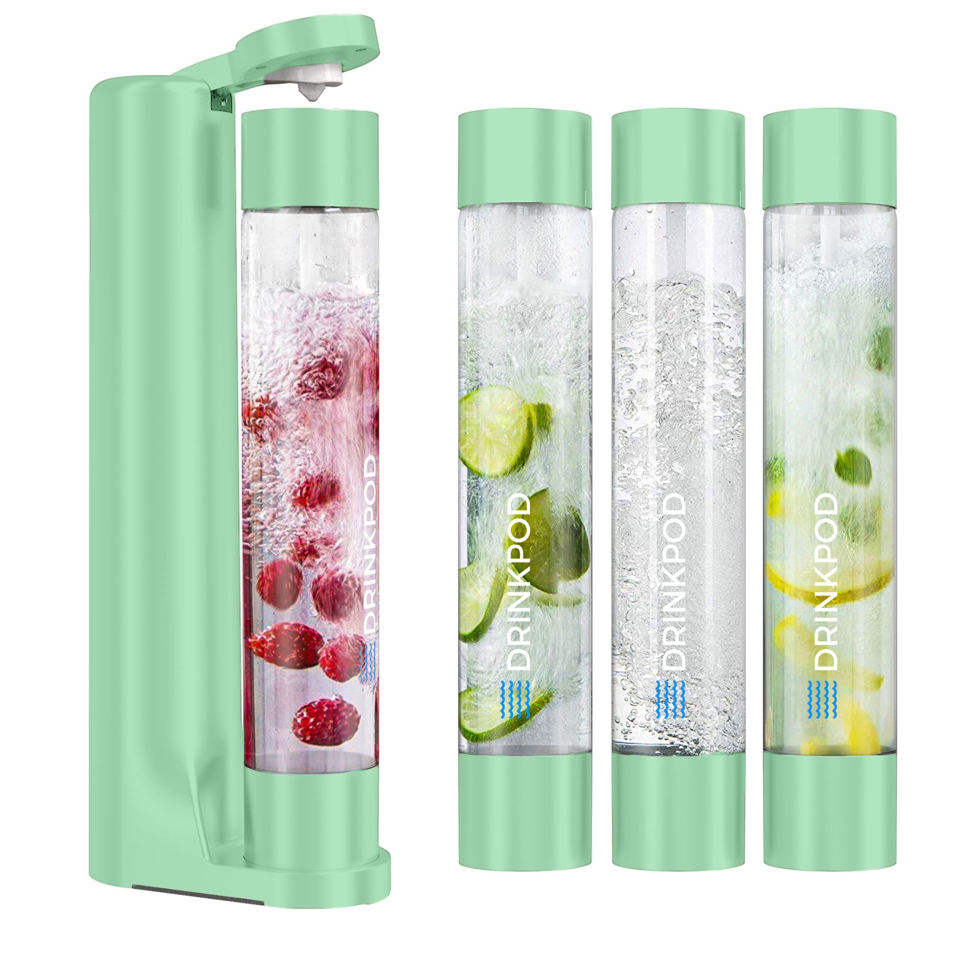 FIZZPod Soda Machine - Make Homemade Sparkling Water, Juice, Tea and Cocktail Drinks with Fruits & Candy by Drinkpod