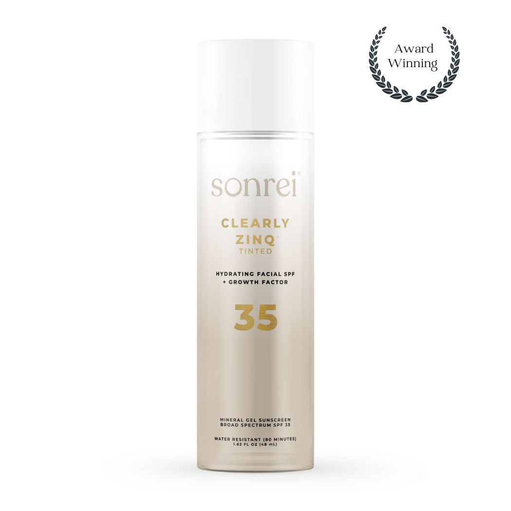 Clearly Zinq® Tinted Hydrating Facial SPF 35 + Growth Factor Sunscreen Mineral Gel/Primer by Sonrei