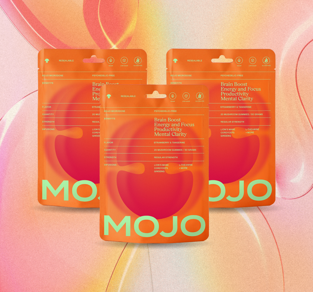 Brain Boost Gummies - Strawberry Tangerine by Mojo | Mushroom Dosed Gummies