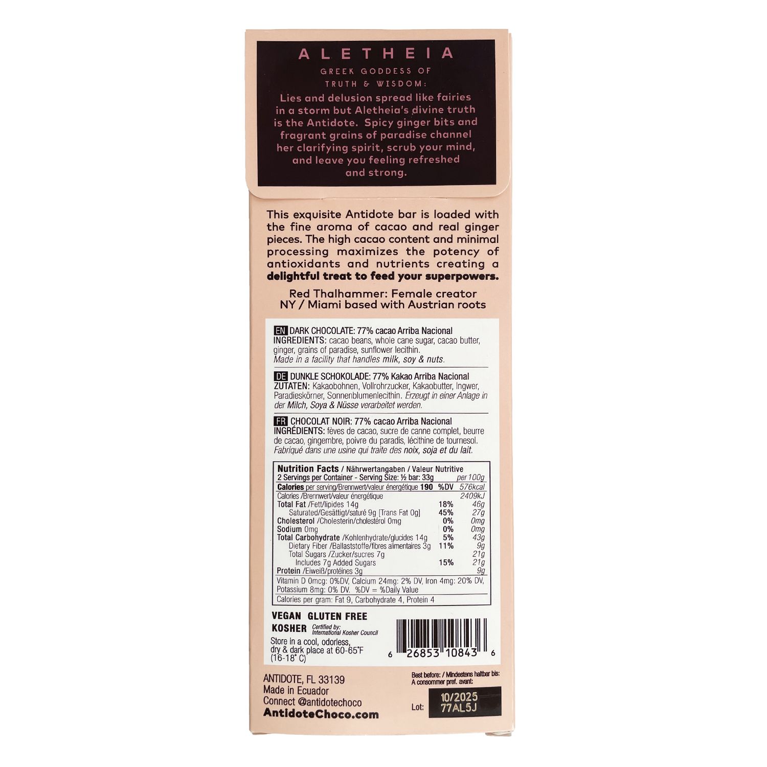 Antidote Chocolate ALETHEIA: GINGER - 12 Bars by Farm2Me