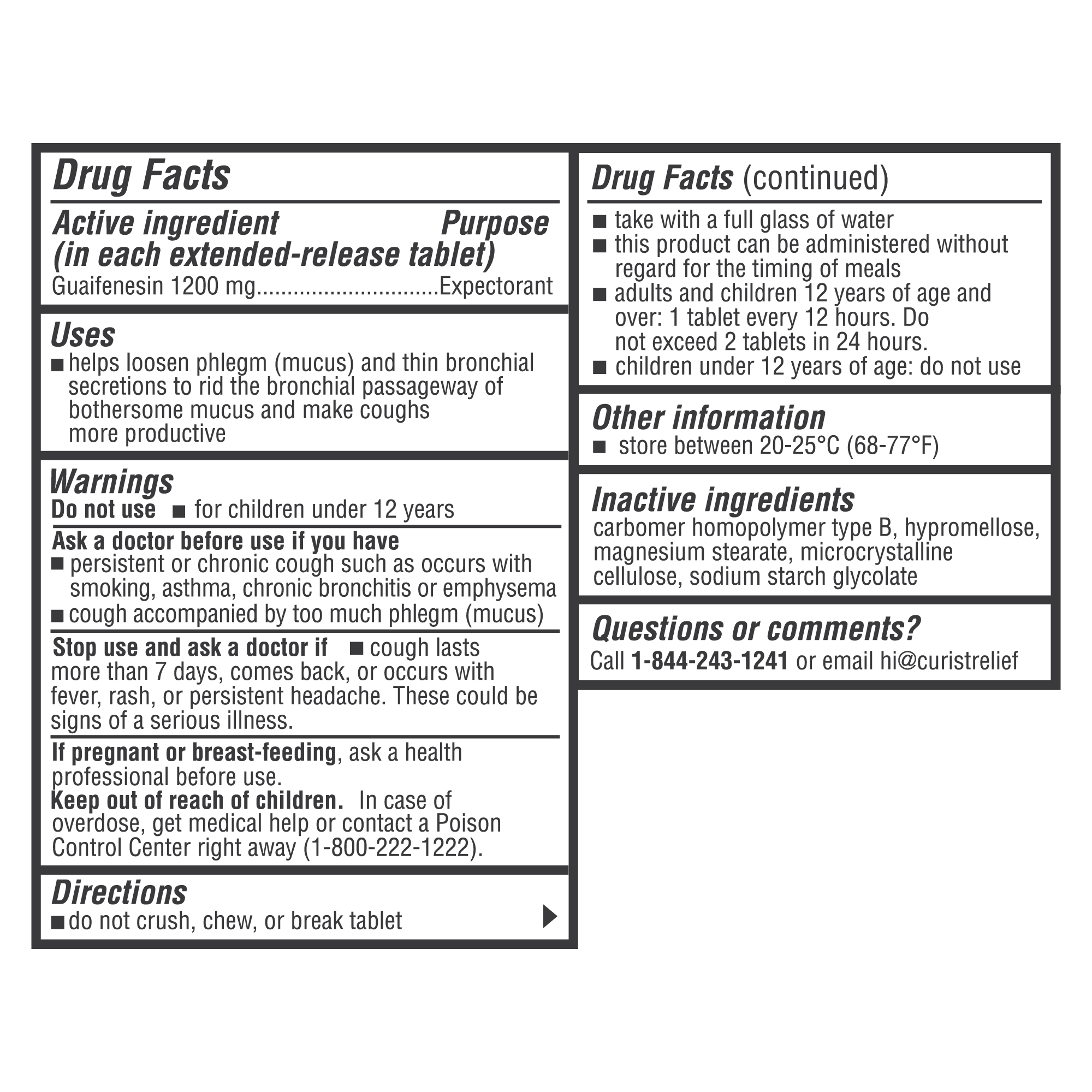 Mucus Relief Max Strength (guaifenesin 1200 mg), 84 ct by Curist