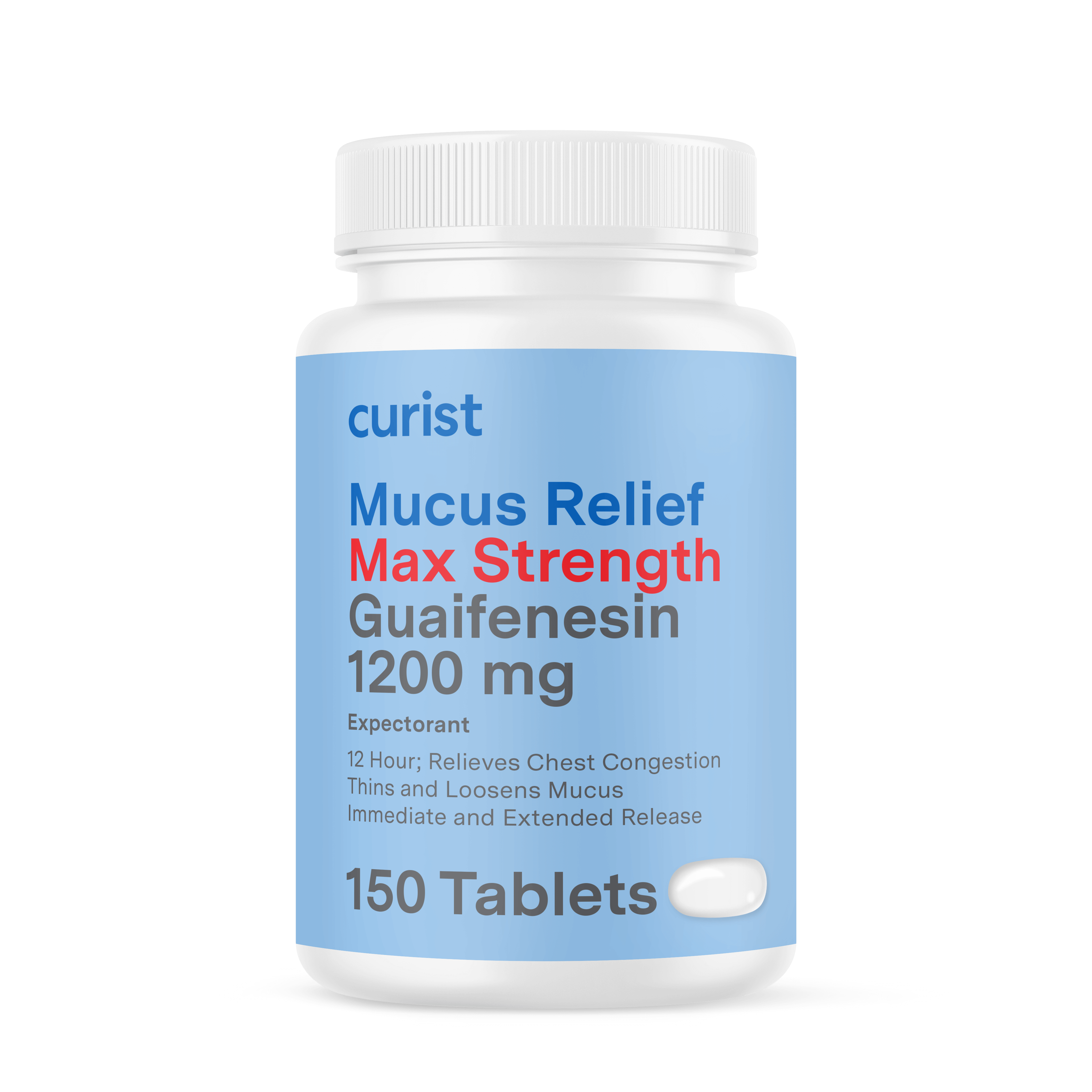 Mucus Relief Max Strength (guaifenesin 1200 mg), 150 ct by Curist