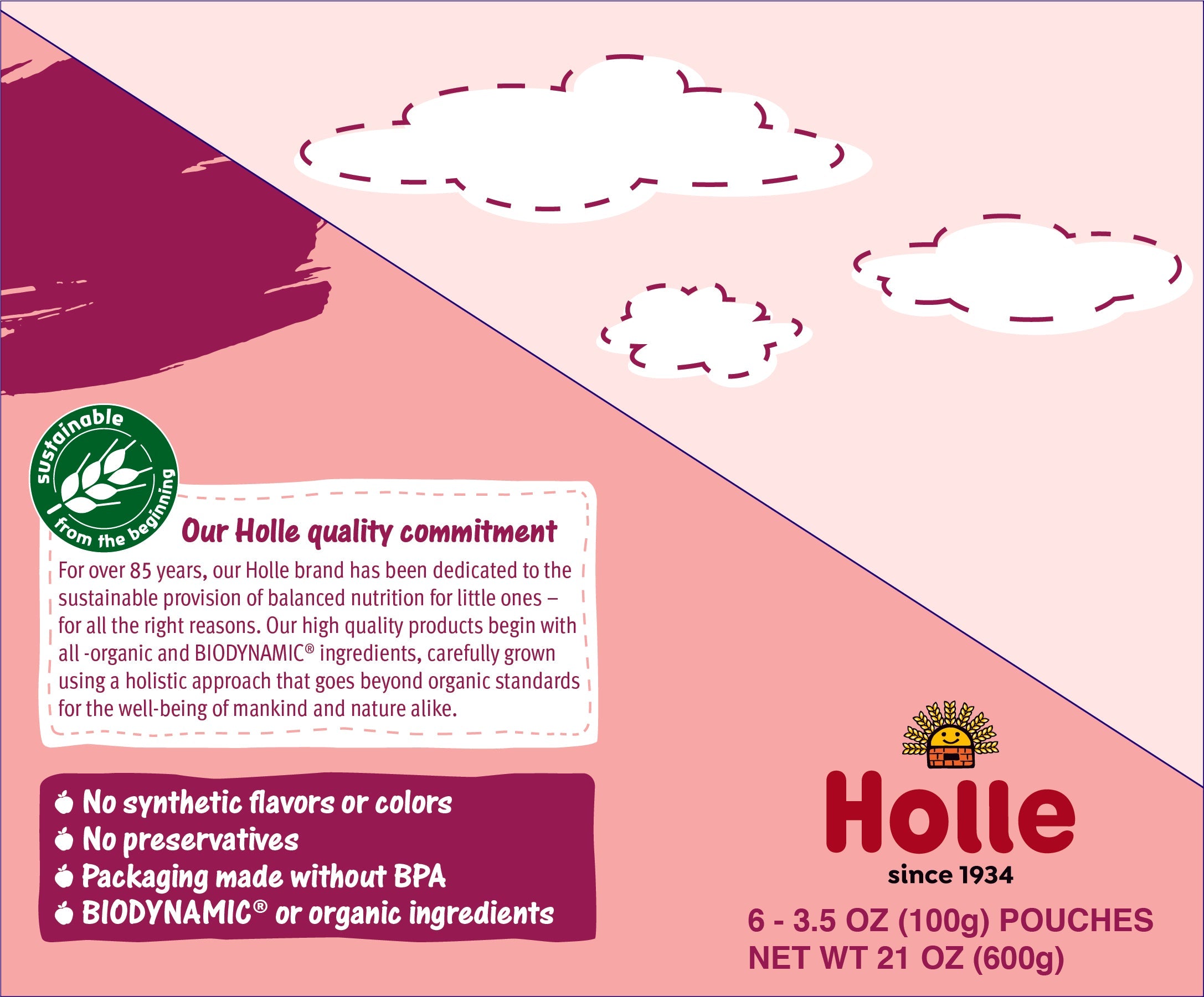 Holle Baby Food Pouches - Organic Fruit & Veggie Puree - Zebra Beet by Holle USA
