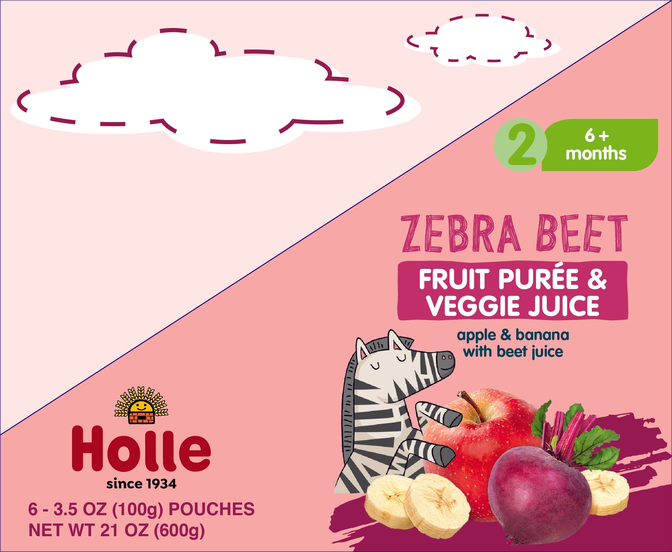 Holle Baby Food Pouches - Organic Fruit & Veggie Puree - Zebra Beet by Holle USA