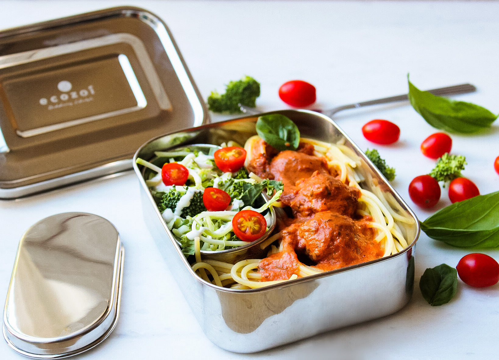 STAINLESS STEEL LUNCH BOX, 1 TIER MICROWAVABLE, 24 OZ by ecozoi