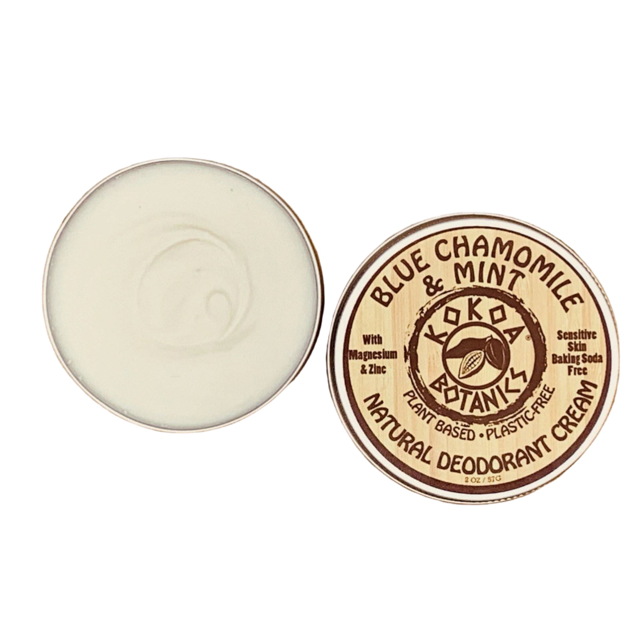 BLUE CHAMOMILE & MINT- Natural Deodorant Cream - Sensitive Skin – Baking Soda-Free  2.5 oz by kokoabotanics