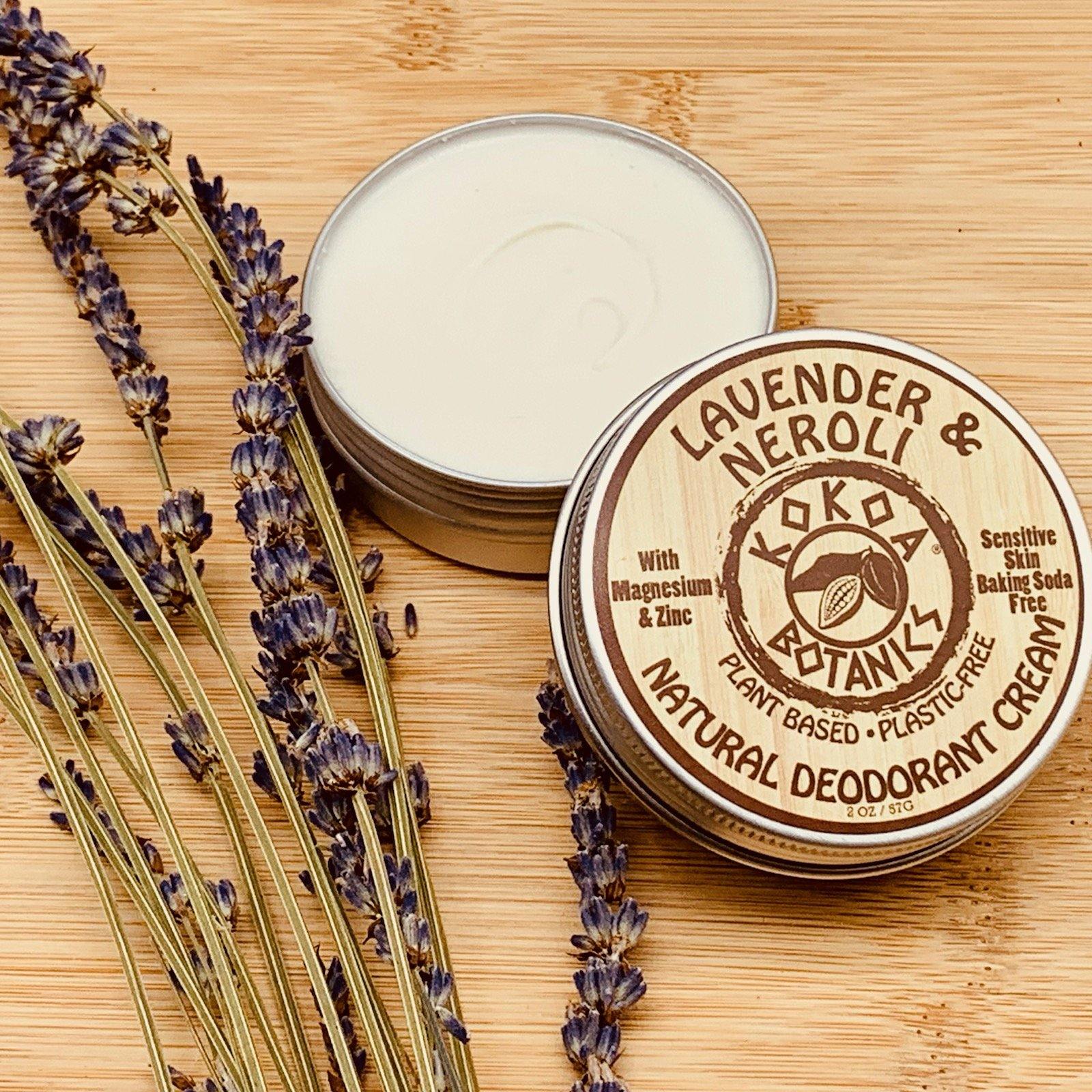 Lavender & Neroli - Natural Deodorant Cream - Sensitive Skin - Baking Soda Free  - 2.5 oz by kokoabotanics