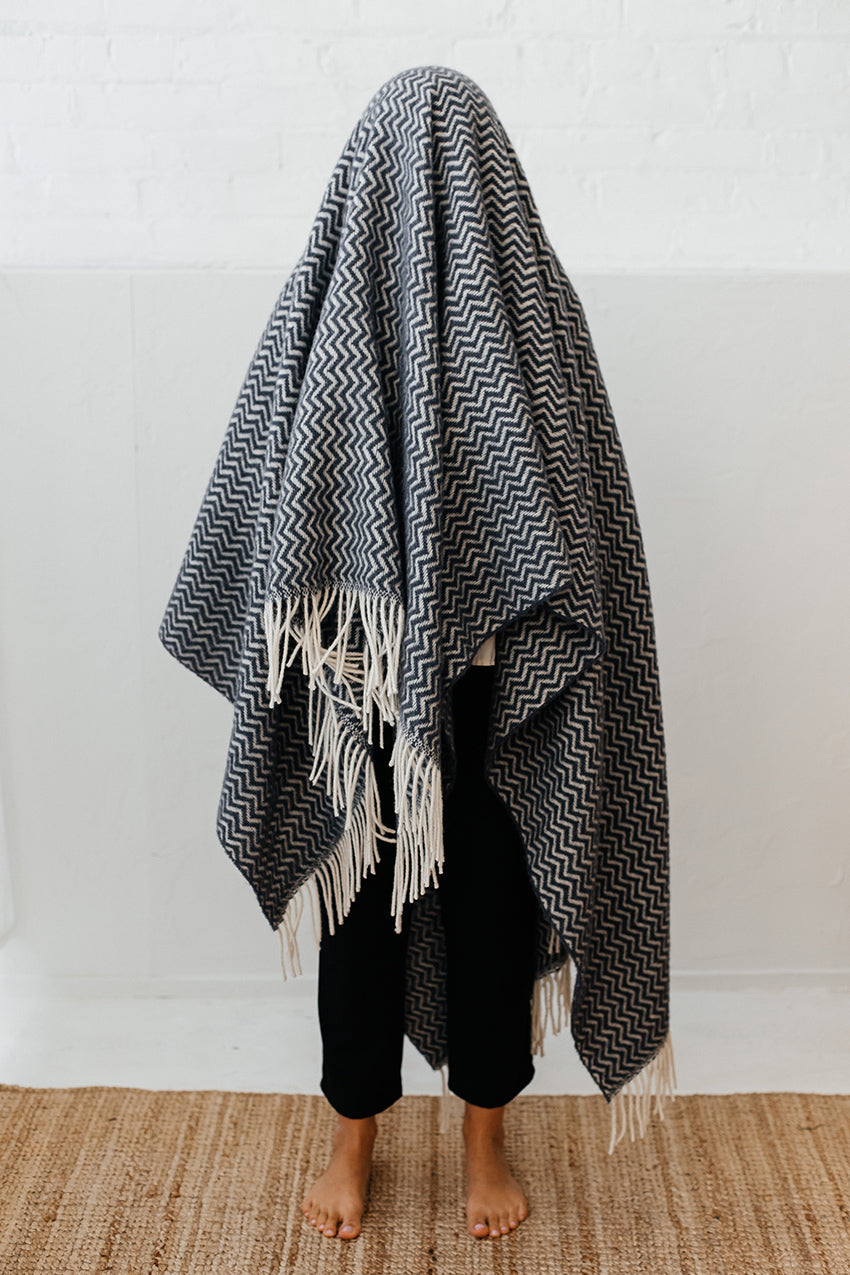 Waves Wool Throw by Linen Way