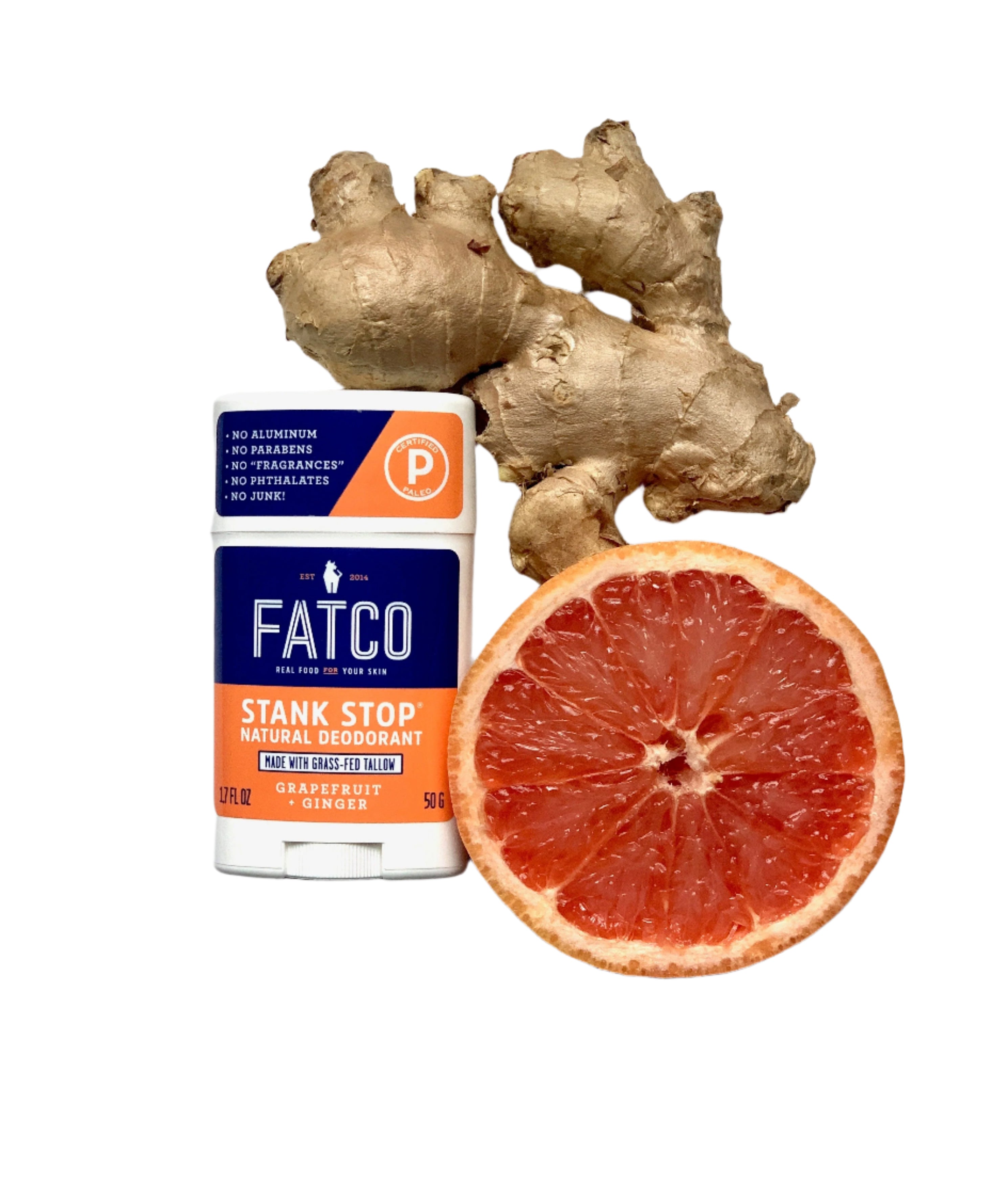 Stank Stop Deodorant Stick, Grapefruit+Ginger, 1.7 Oz by FATCO Skincare Products