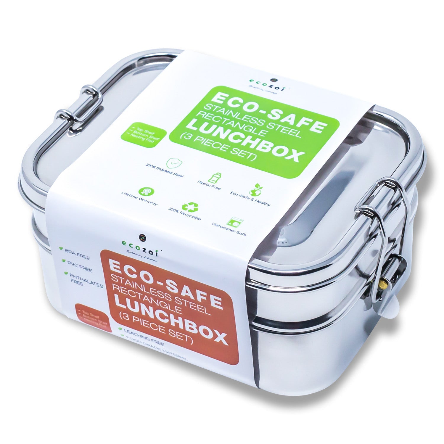 Stainless Steel Lid for 1 Tier 24 Oz, 2 Tier 60 Oz, 3 Tier 75 Oz, and 3 Compartment 24 Oz Lunch Boxes by ecozoi