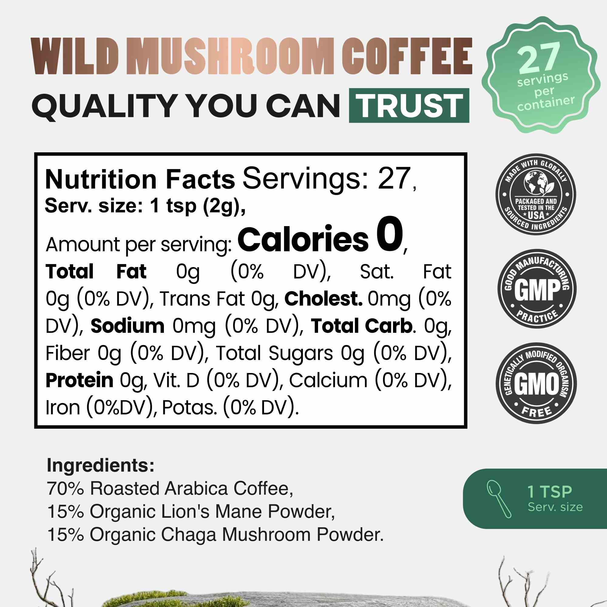 WILD Mushroom Coffee (Medium Roast) - Instant Coffee