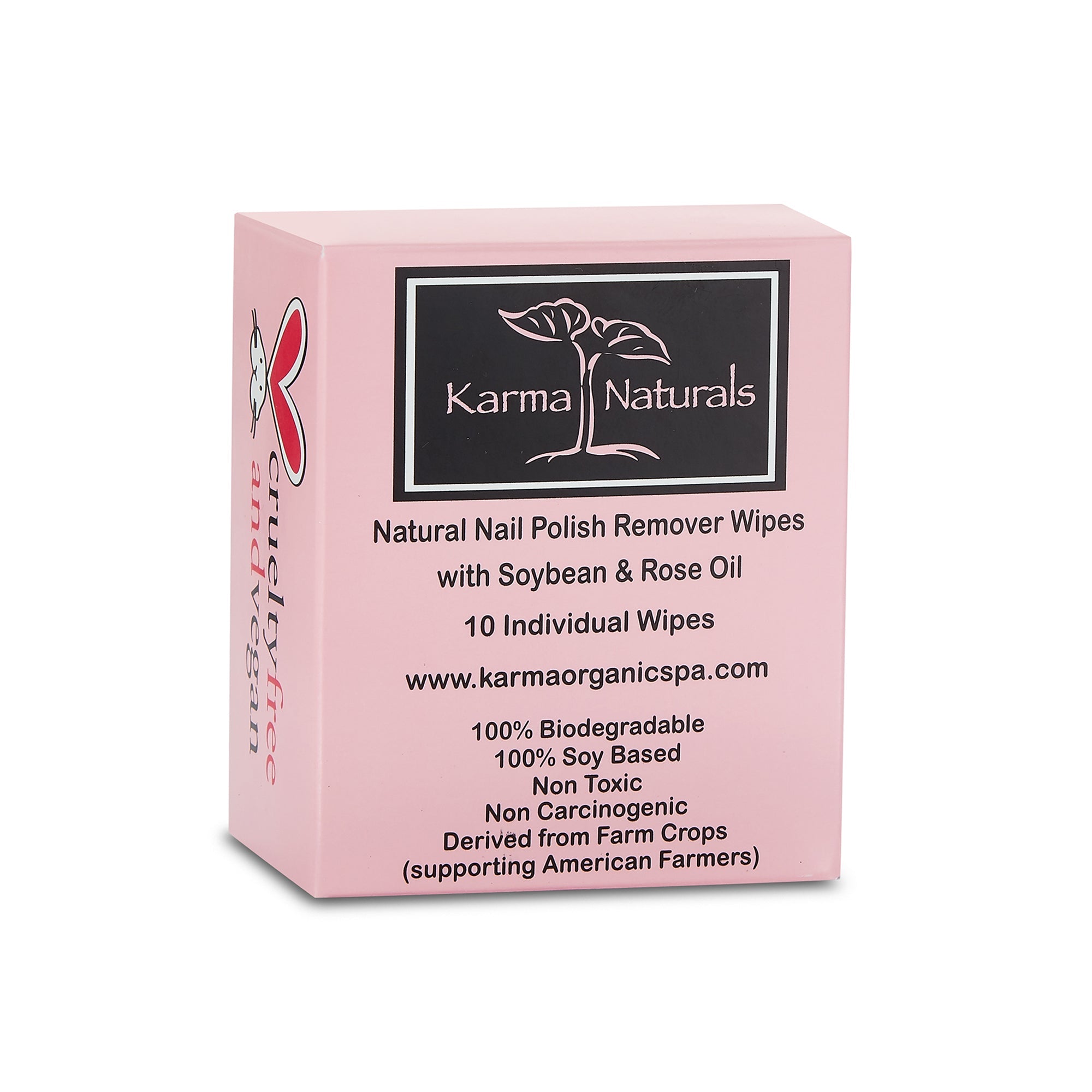 Karma Naturals Nail Polish Remover Wipes with Rose Oil - 1 Pack of 10 Individually Wrapped Wipes