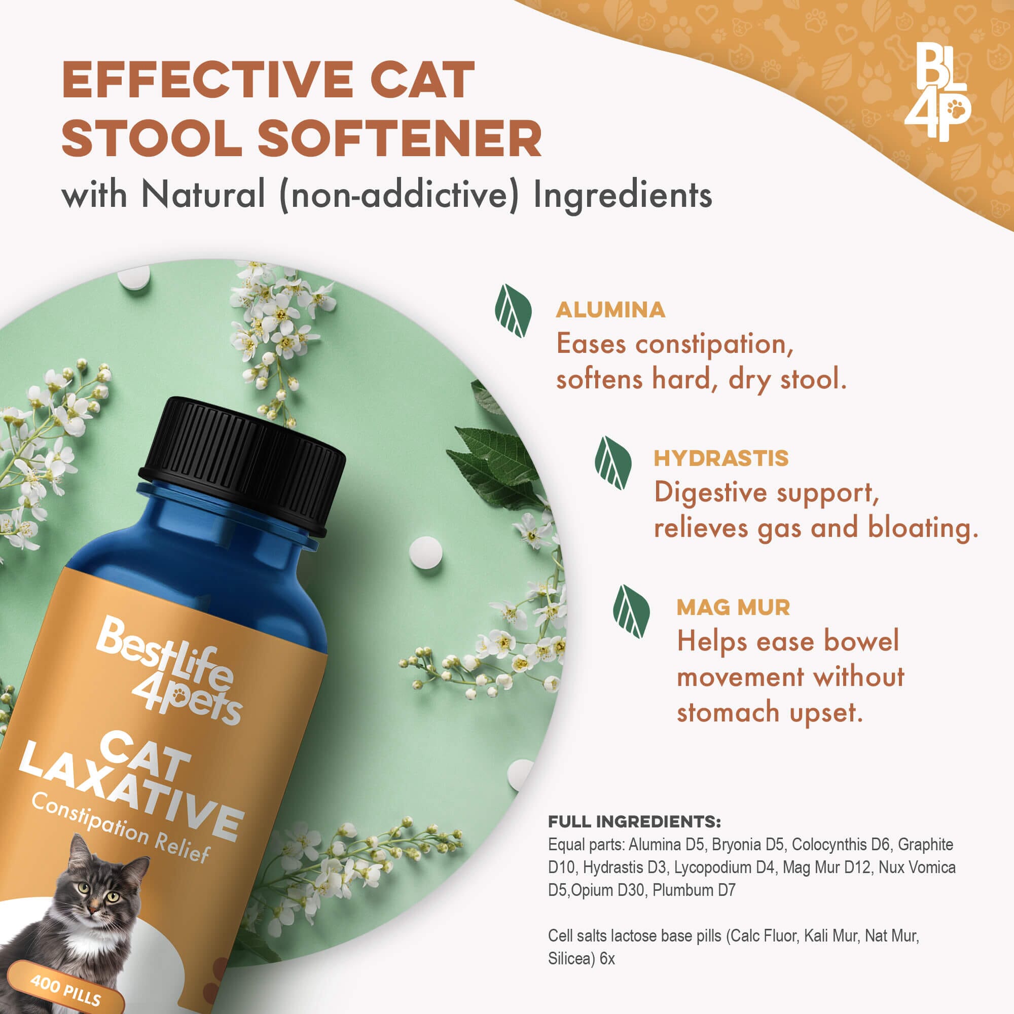 Natural Cat Laxative & Constipation Treatment by BestLife4Pets