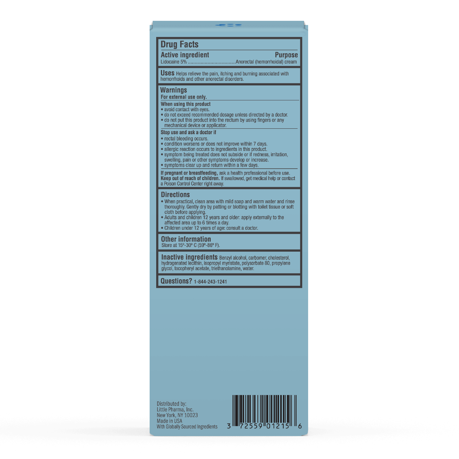 Hemorrhoid Cream with Lidocaine 5%, 6 oz by Curist