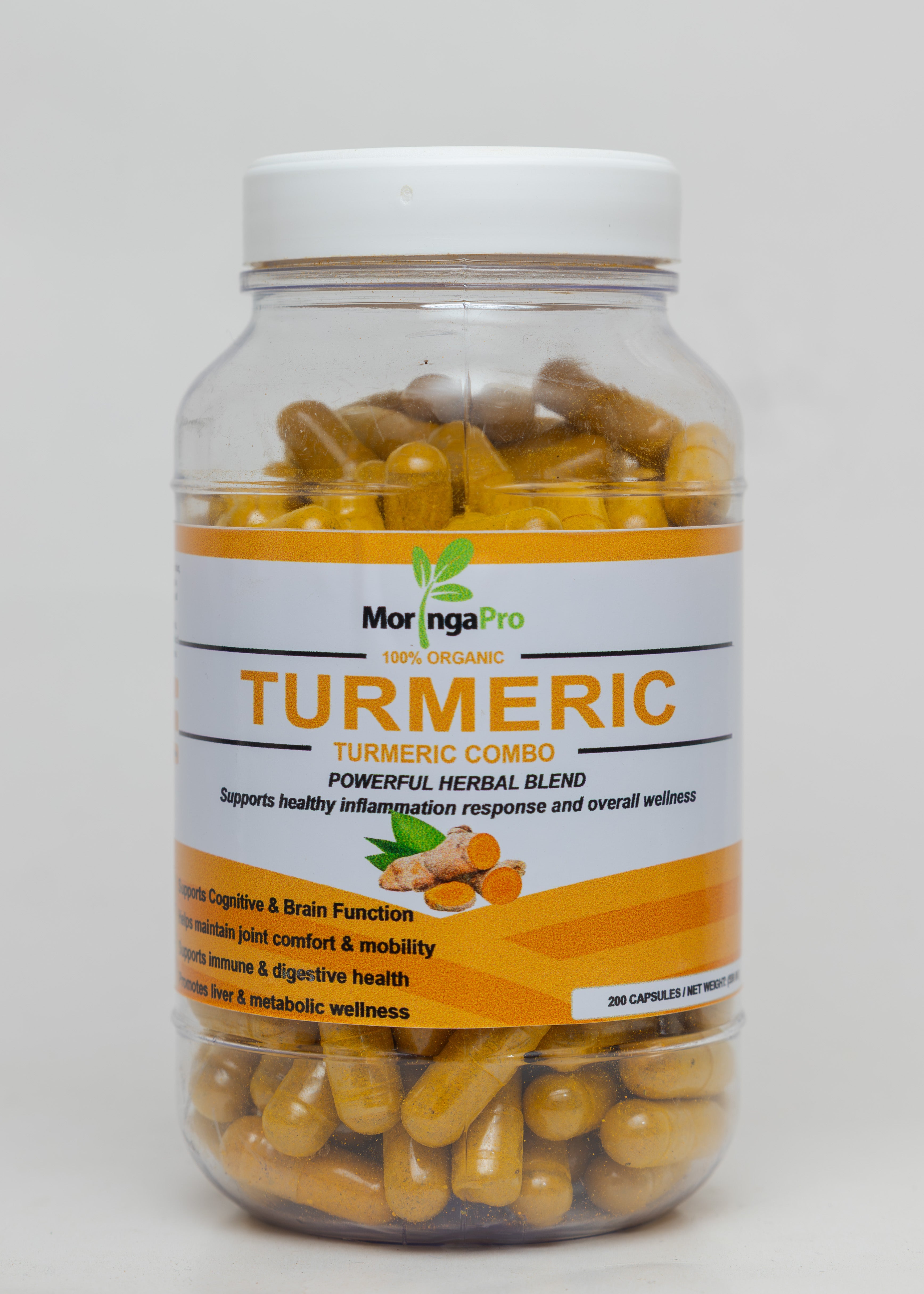 Organic Moringa (200 capsules) + Organic Turmeric (200 capsules)