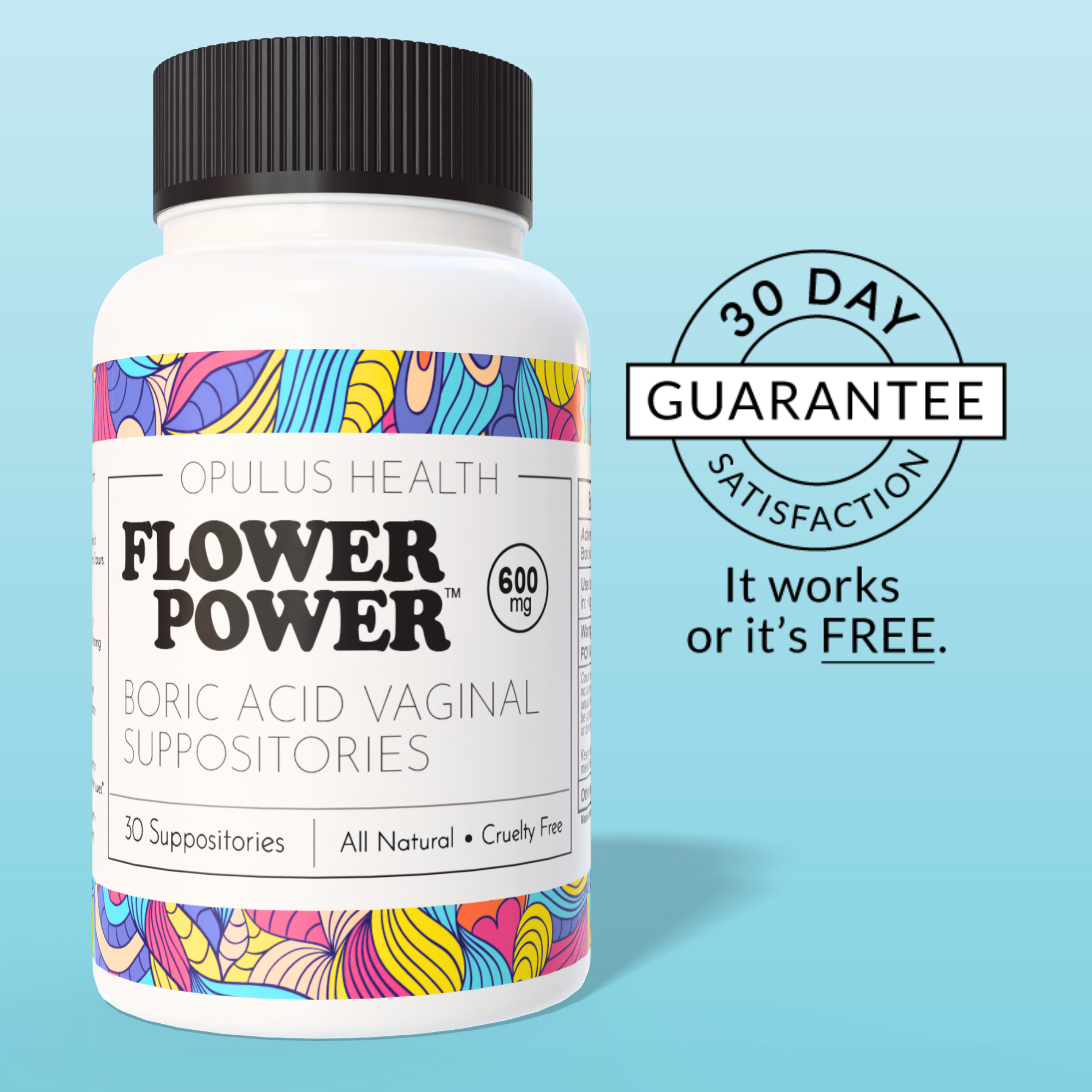 Flower Power® Boric Acid Suppositories for Odor and Balance (30ct/ea) by FlowerPower™ Feminine Health