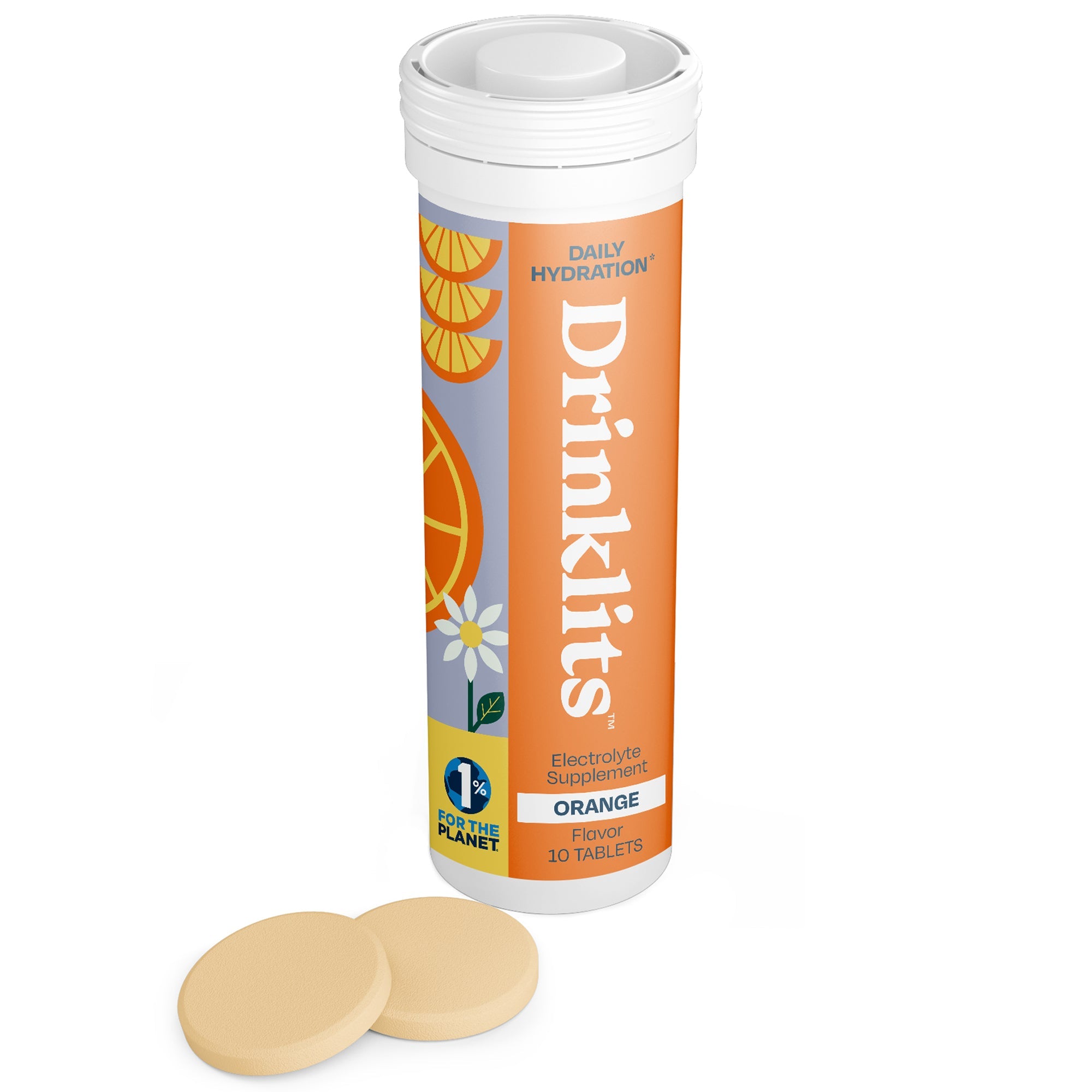 ORANGE Electrolyte Tablets for Daily Hydration (8 Tubes, 80 Servings) by Drinklits
