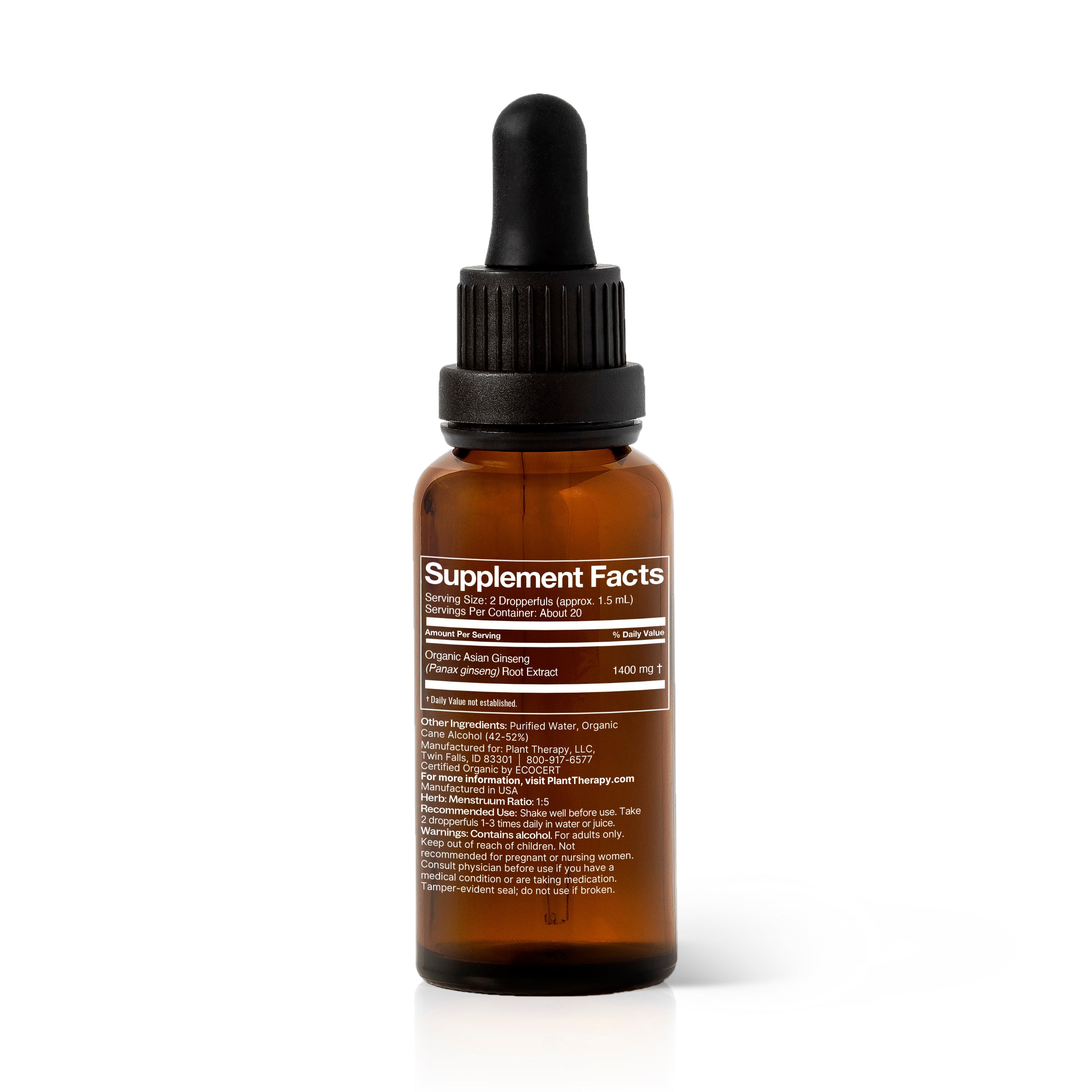 Organic Asian Ginseng Herbal Tincture by Plant Therapy