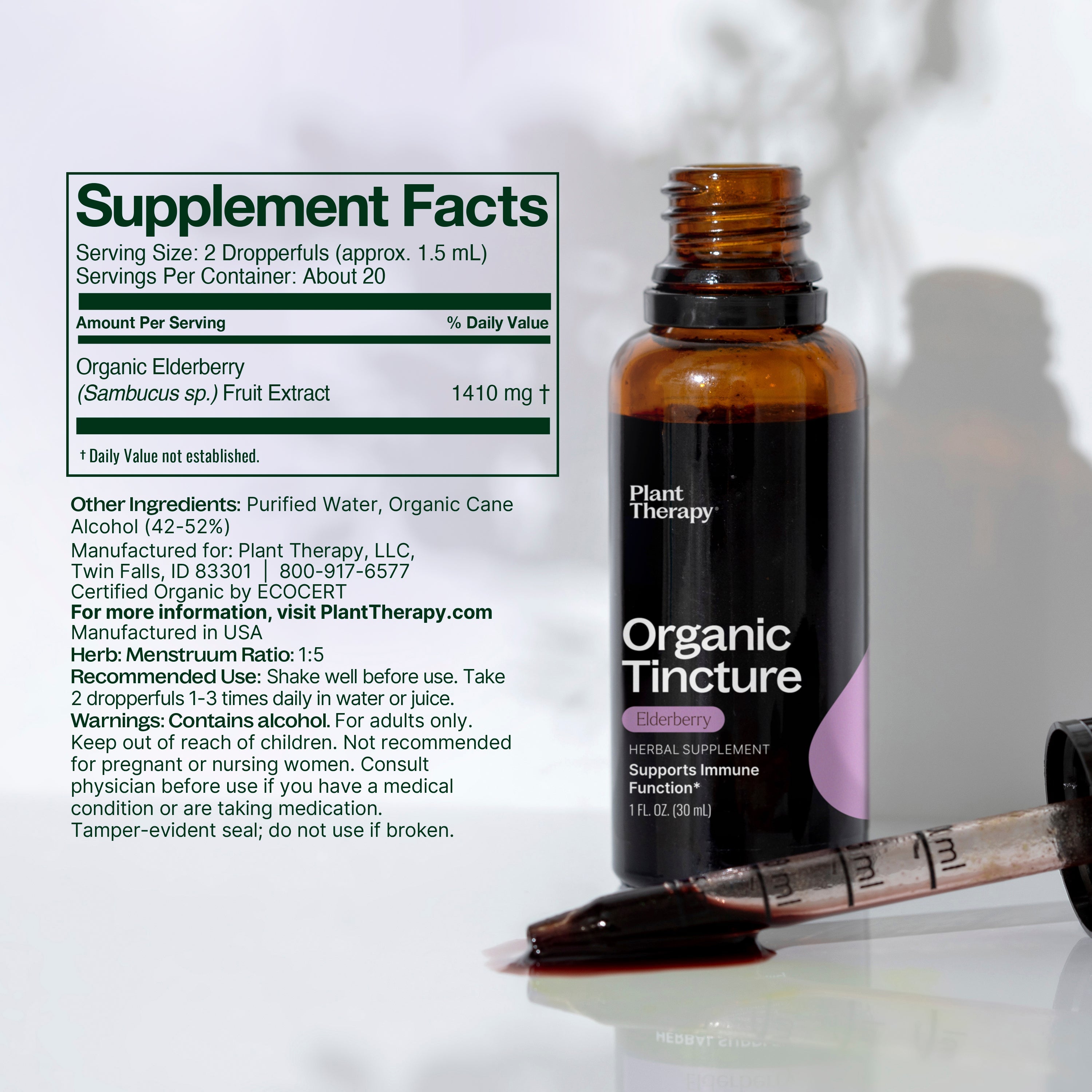 Organic Elderberry Herbal Tincture by Plant Therapy