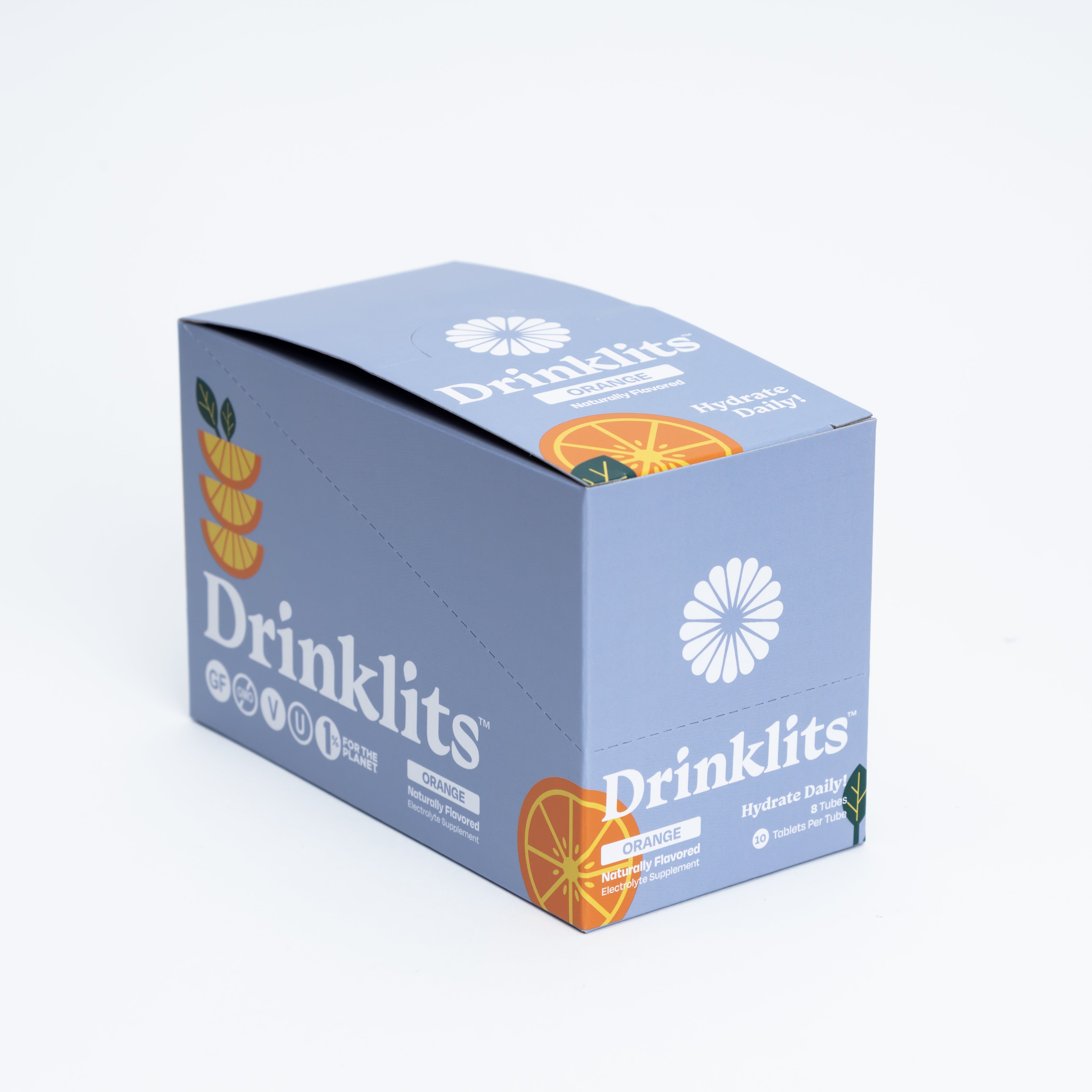 ORANGE Electrolyte Tablets for Daily Hydration (8 Tubes, 80 Servings) by Drinklits