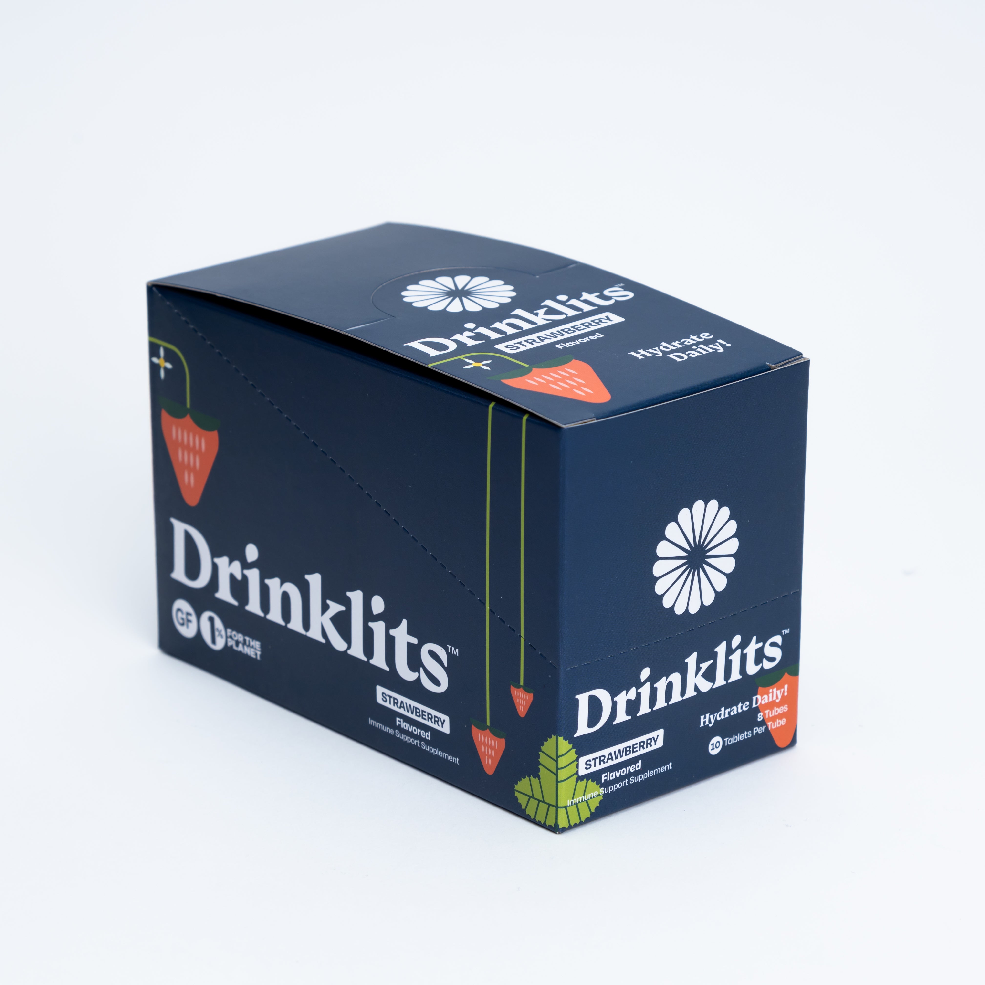 STRAWBERRY Immunity Tablets for Daily Immune Support (8 Tubes, 80 Servings) by Drinklits