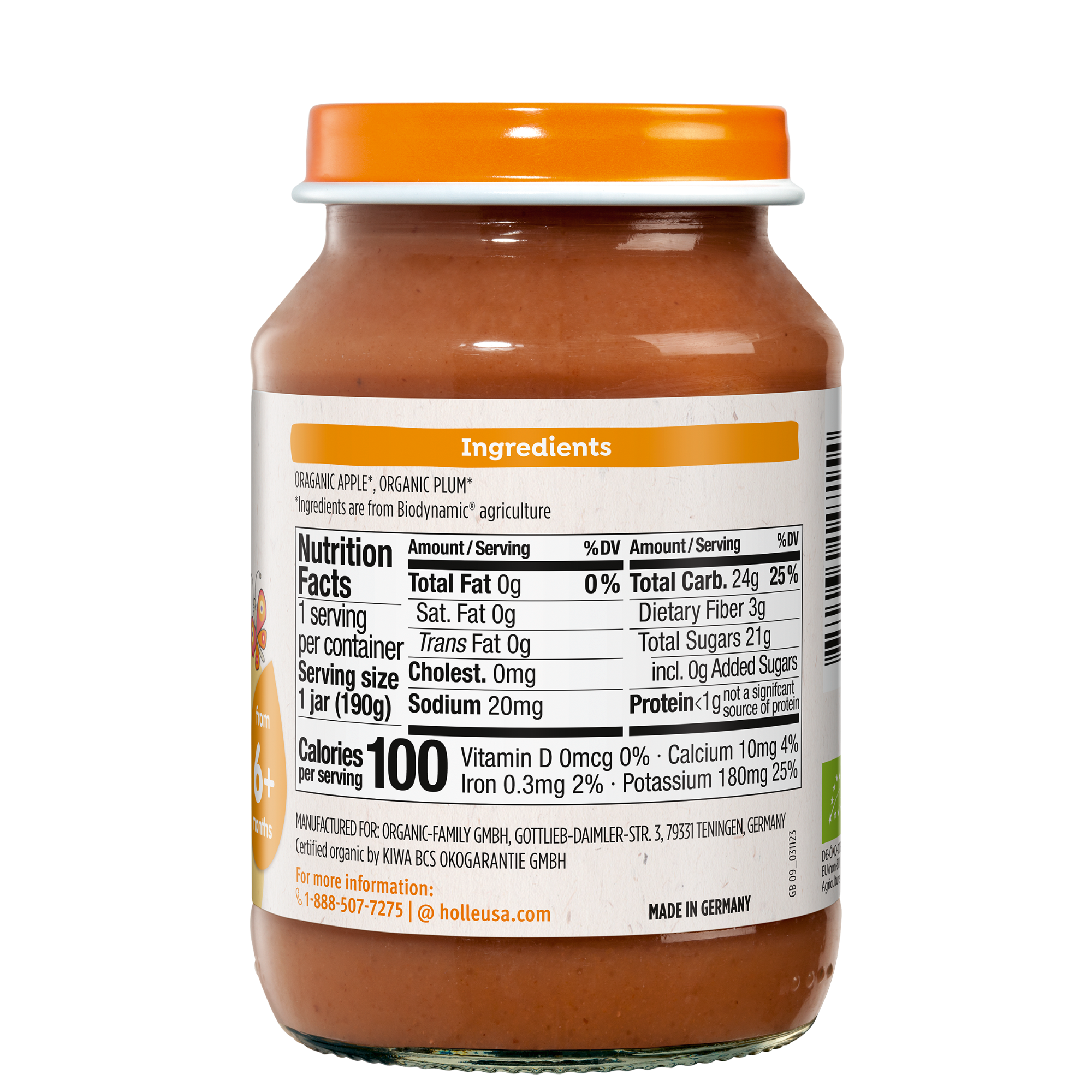 Holle Organic Baby Food Jar - Apple & Plum - 6 Jars by Holle USA