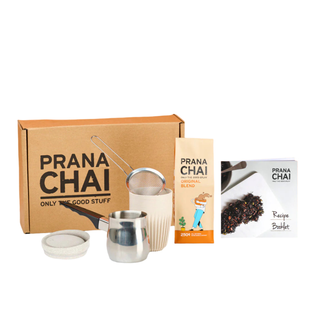 Prana Chai Original Masala Blend Starter Box with Huskee 12oz Cup & Lid by Prana Chai