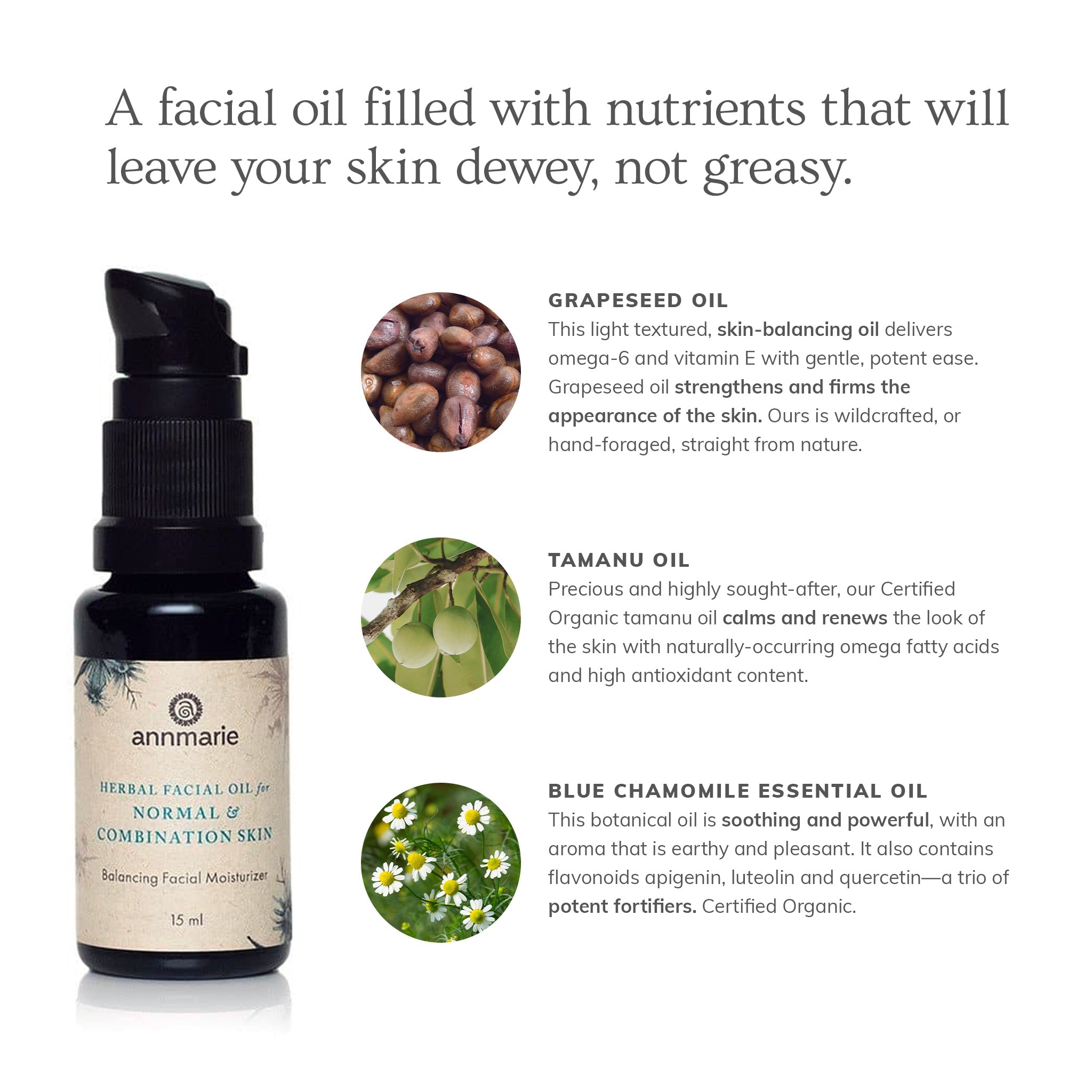 Herbal Facial Oil for Normal & Combination Skin (15ml)