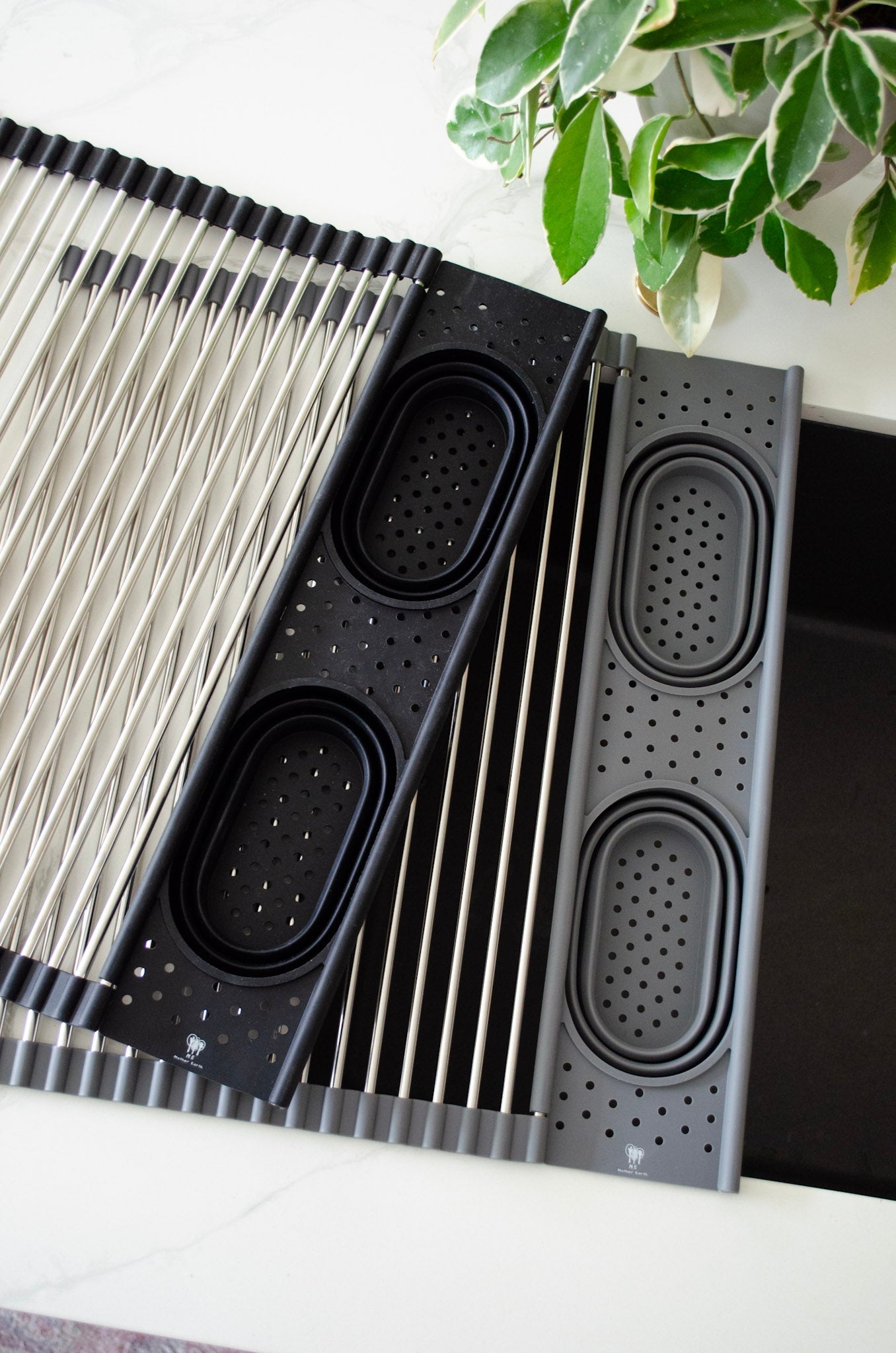 OPEN BOX Roll Up Silicone + Stainless Steel Dish Drying Rack