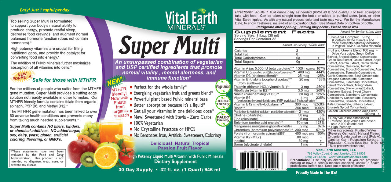 Super Multi Liquid Multivitamin, 32 Oz.