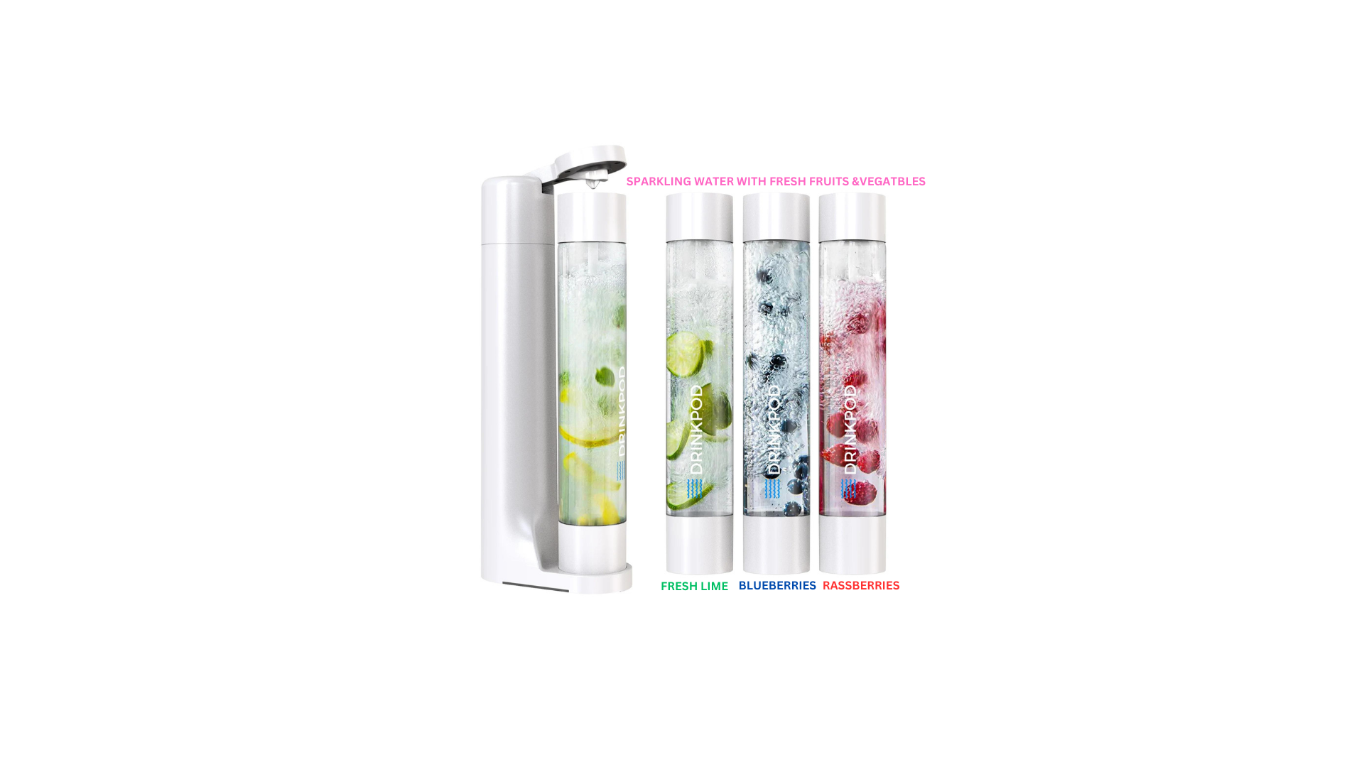 FIZZPod Soda Machine - Make Homemade Sparkling Water, Juice, Tea and Cocktail Drinks with Fruits & Candy by Drinkpod