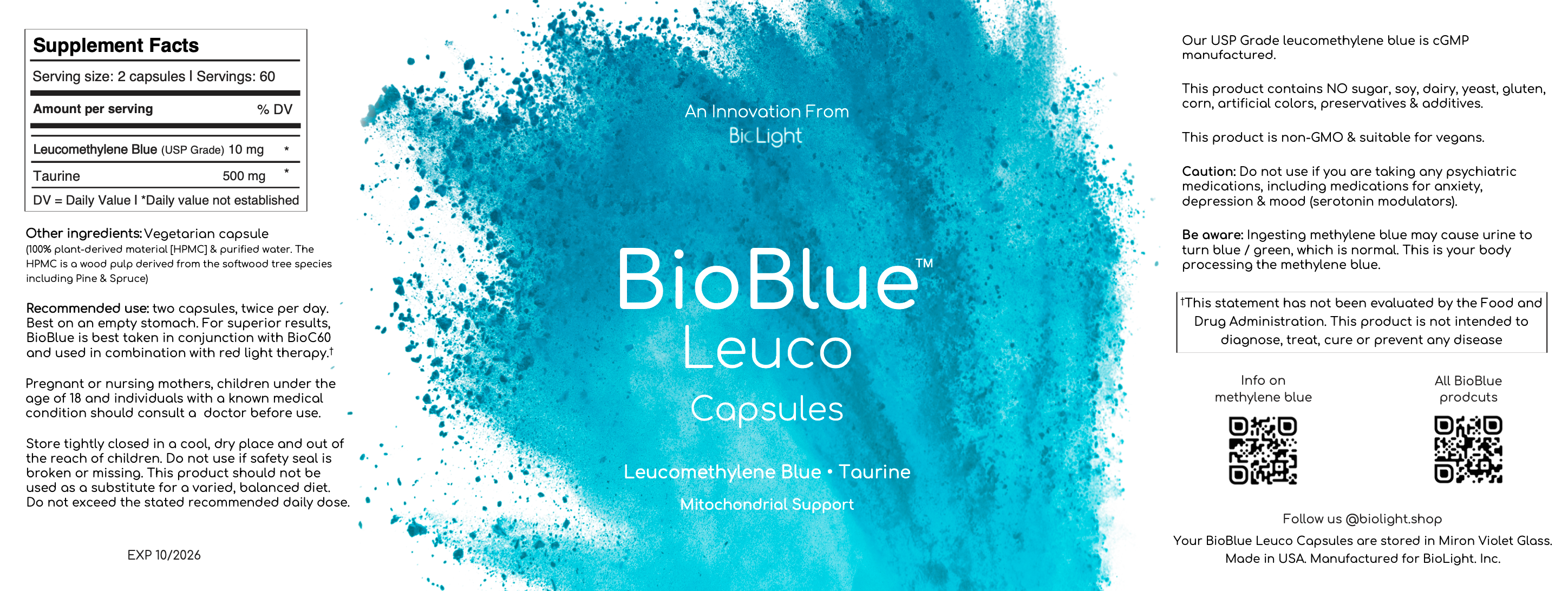 BioBlue Leuco Capsules - Enhanced Brain & Mitochondrial Support with 100% Plant-Derived Ingredients
