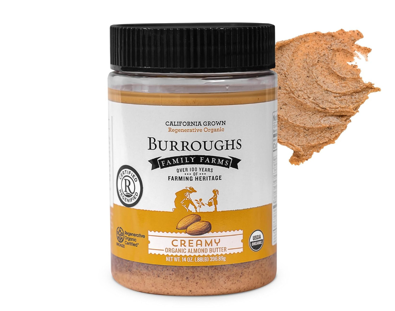 Regenerative Organic Creamy Almond Butter by Burroughs Family Farms