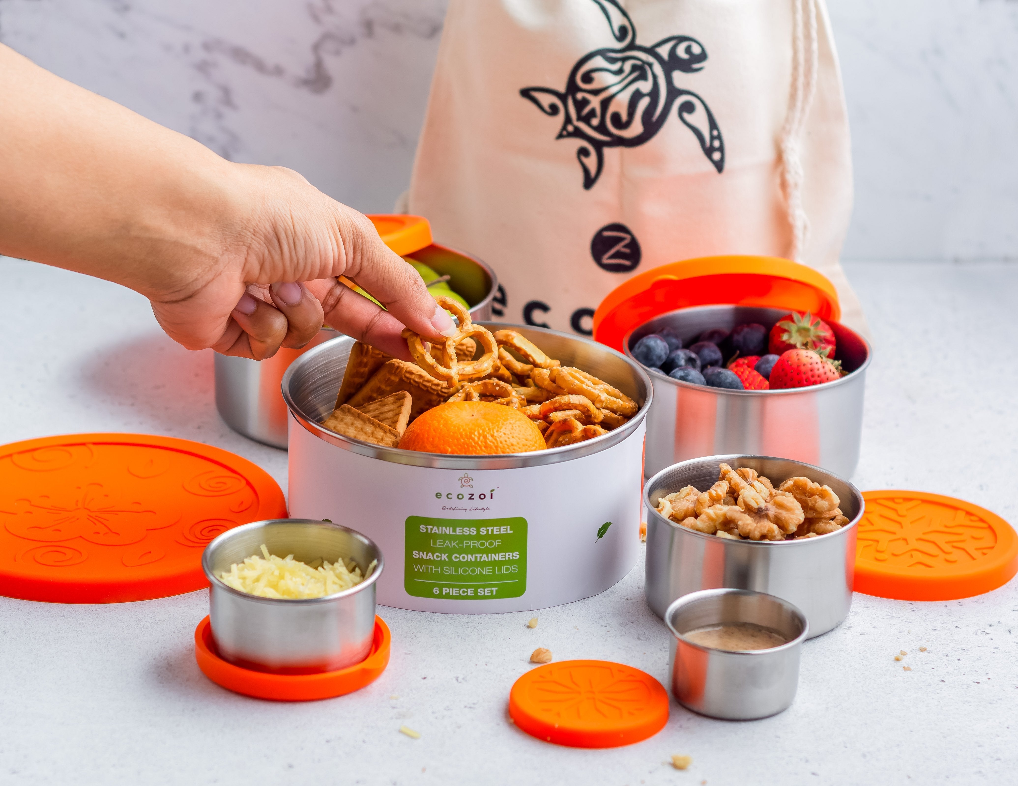Stainless Steel Lunch Box, 6 Pc Set, Leak Proof, 78 Oz by ecozoi