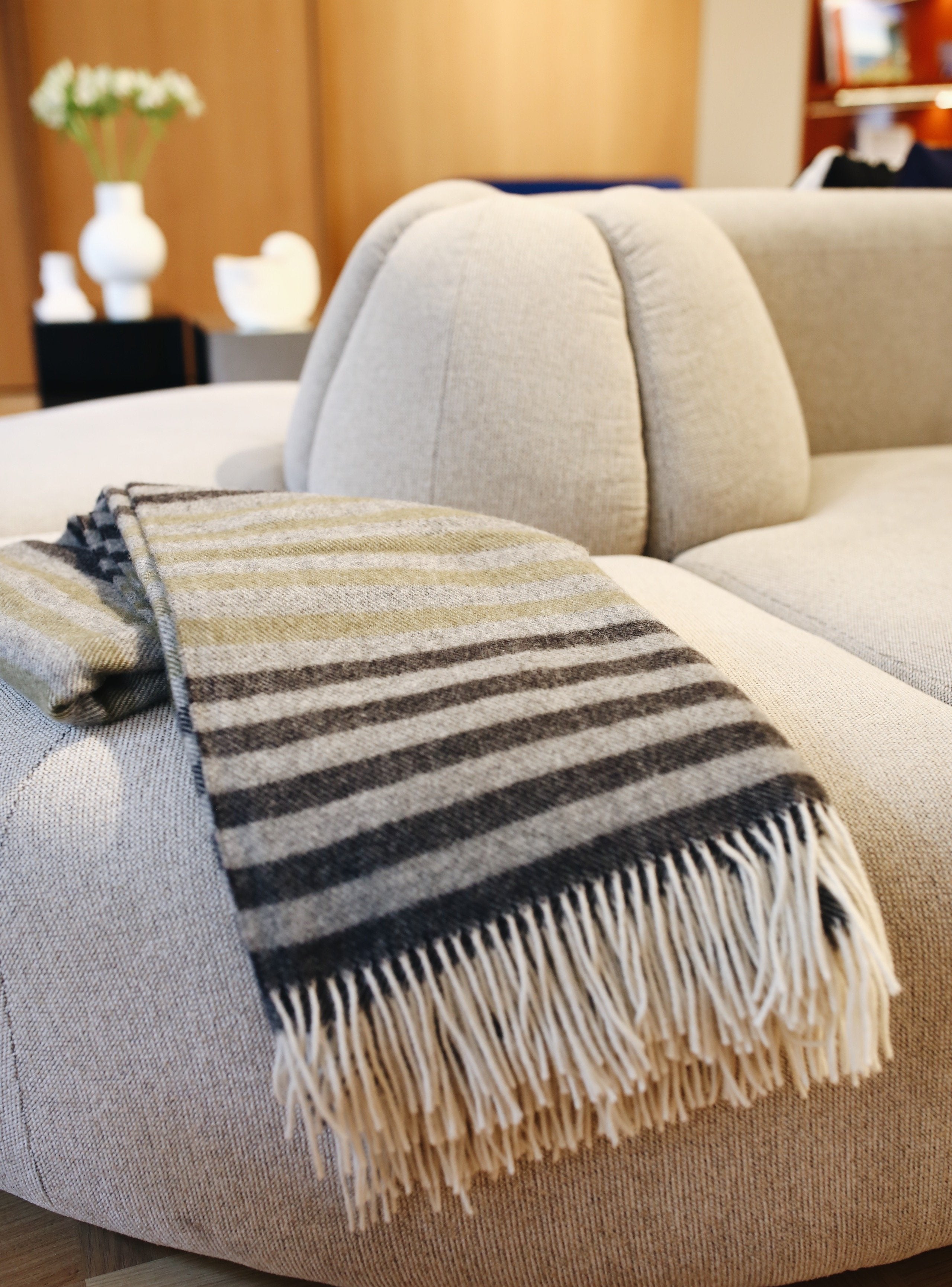 Strand Wool Throw Narrow Striped by Linen Way