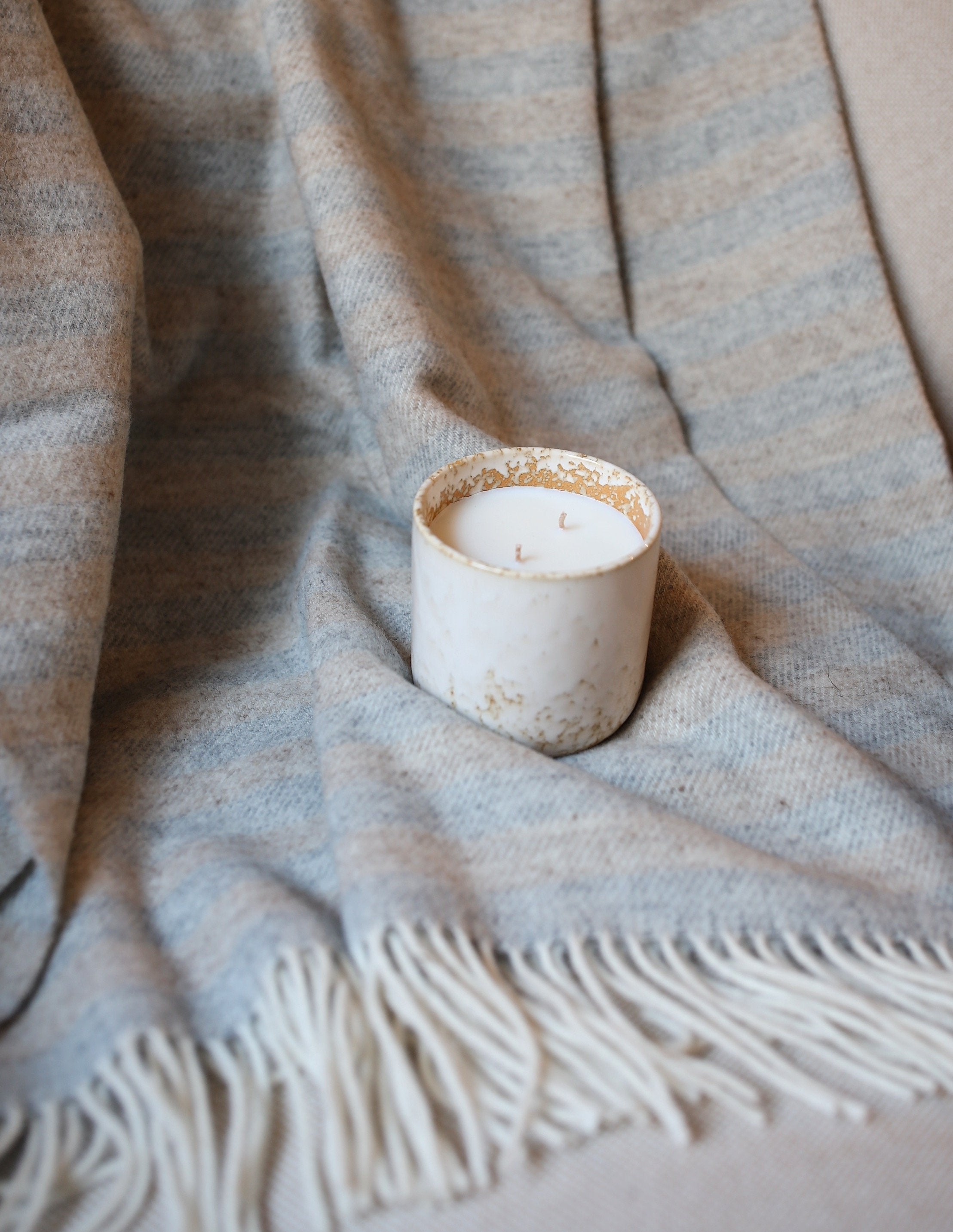 Strand Wool Throw Narrow Striped by Linen Way