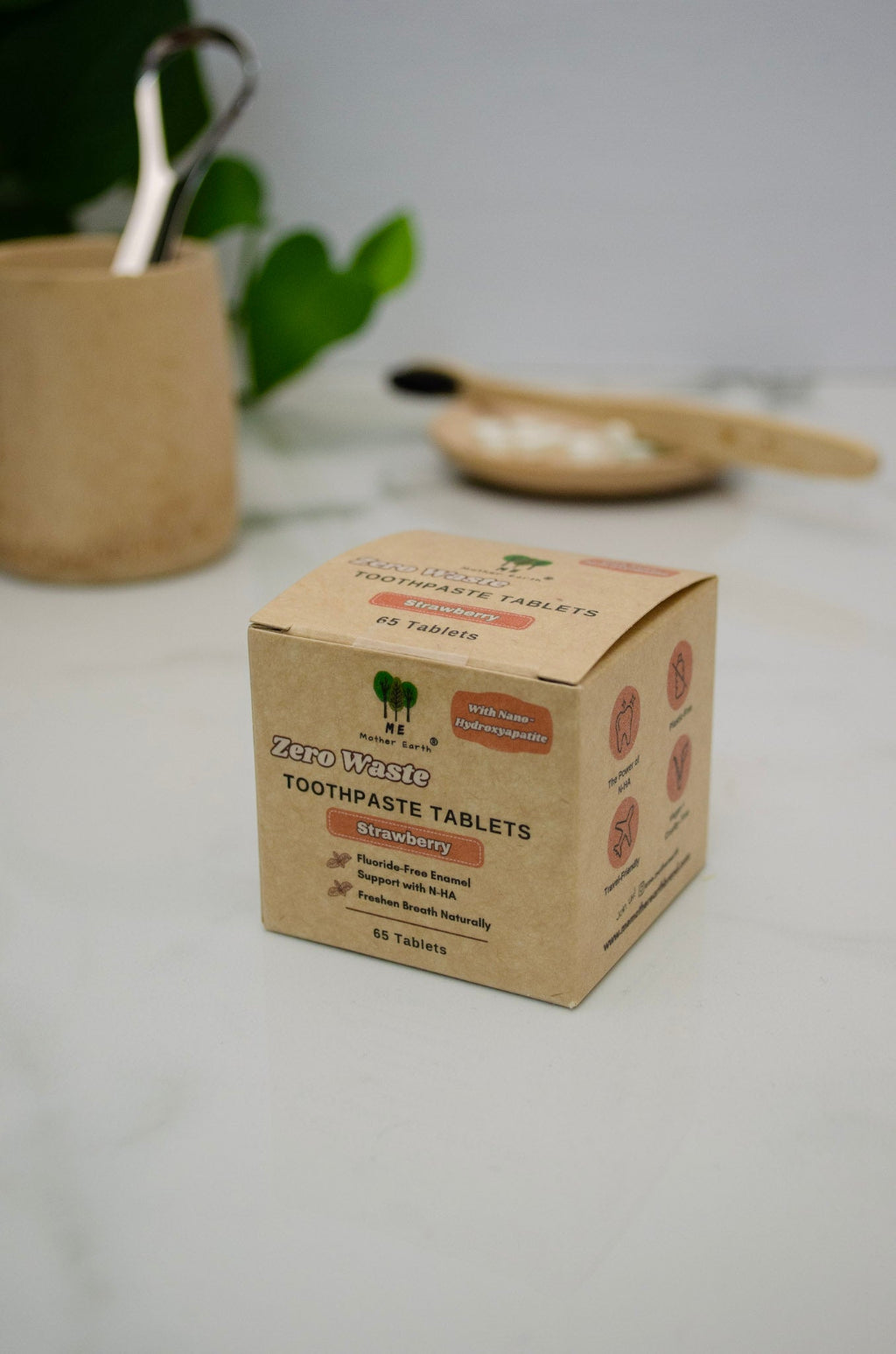 Zero Waste Toothpaste Tablets: Strawberry with NHA