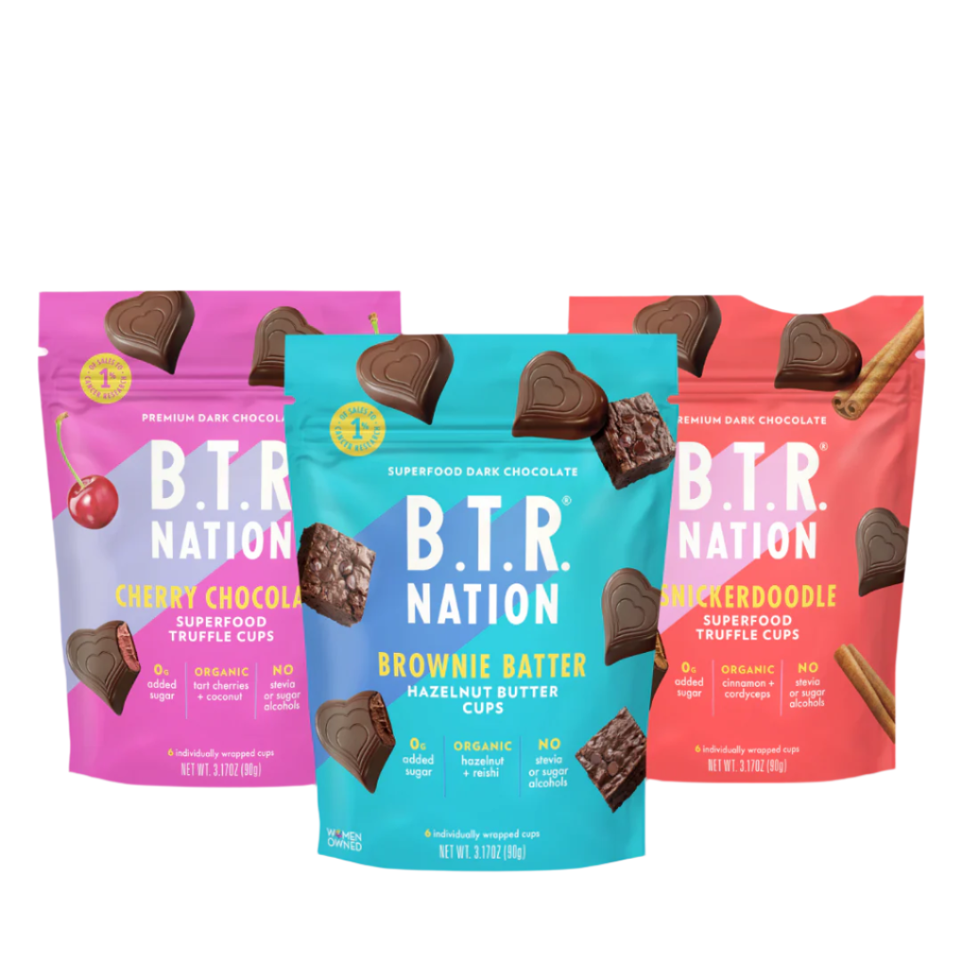 BESTSELLER PACK: Dark Chocolate Superfood Nut Butter Cup (18 cups) by B.T.R. Bar