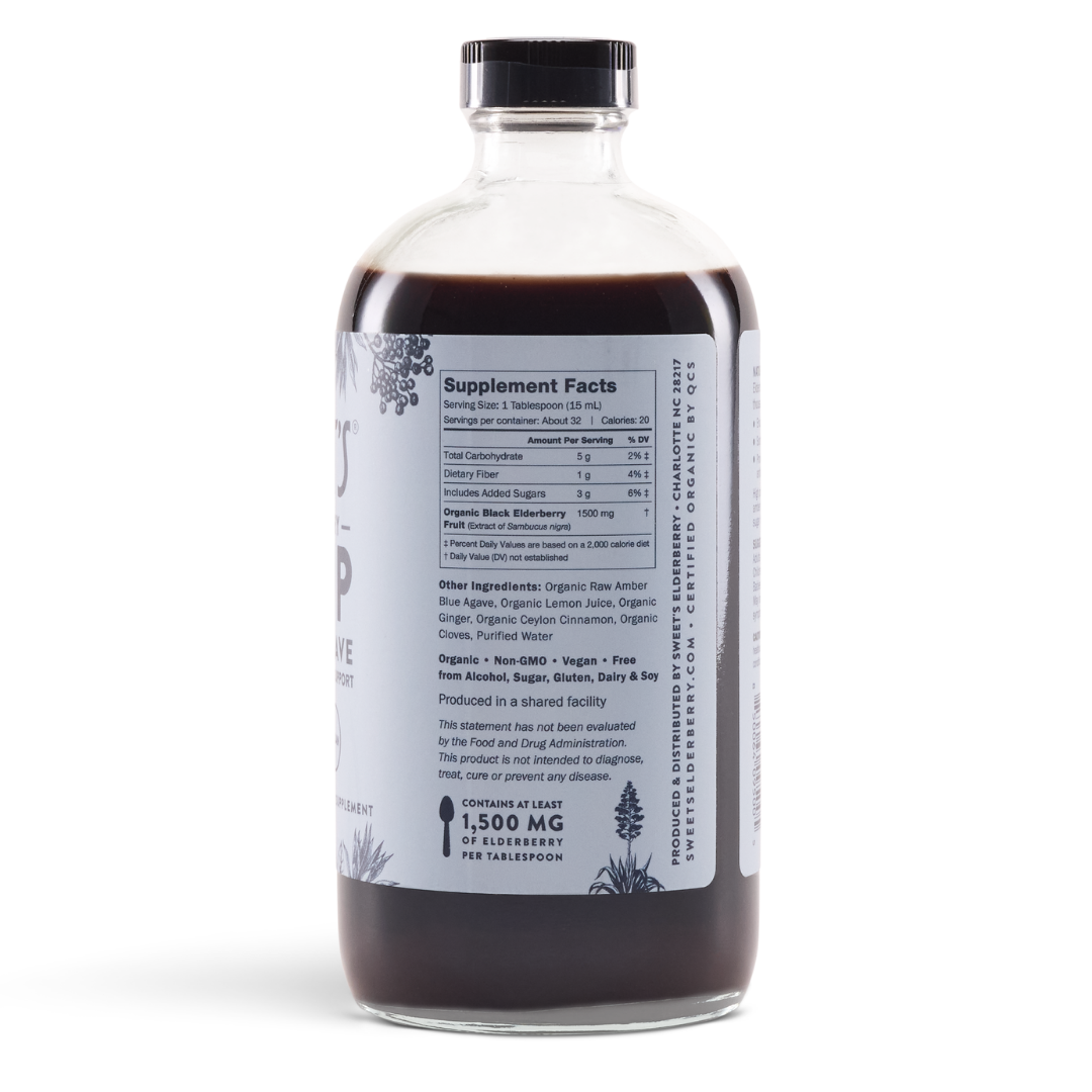 Elderberry Syrup with Blue Agave - Organic
