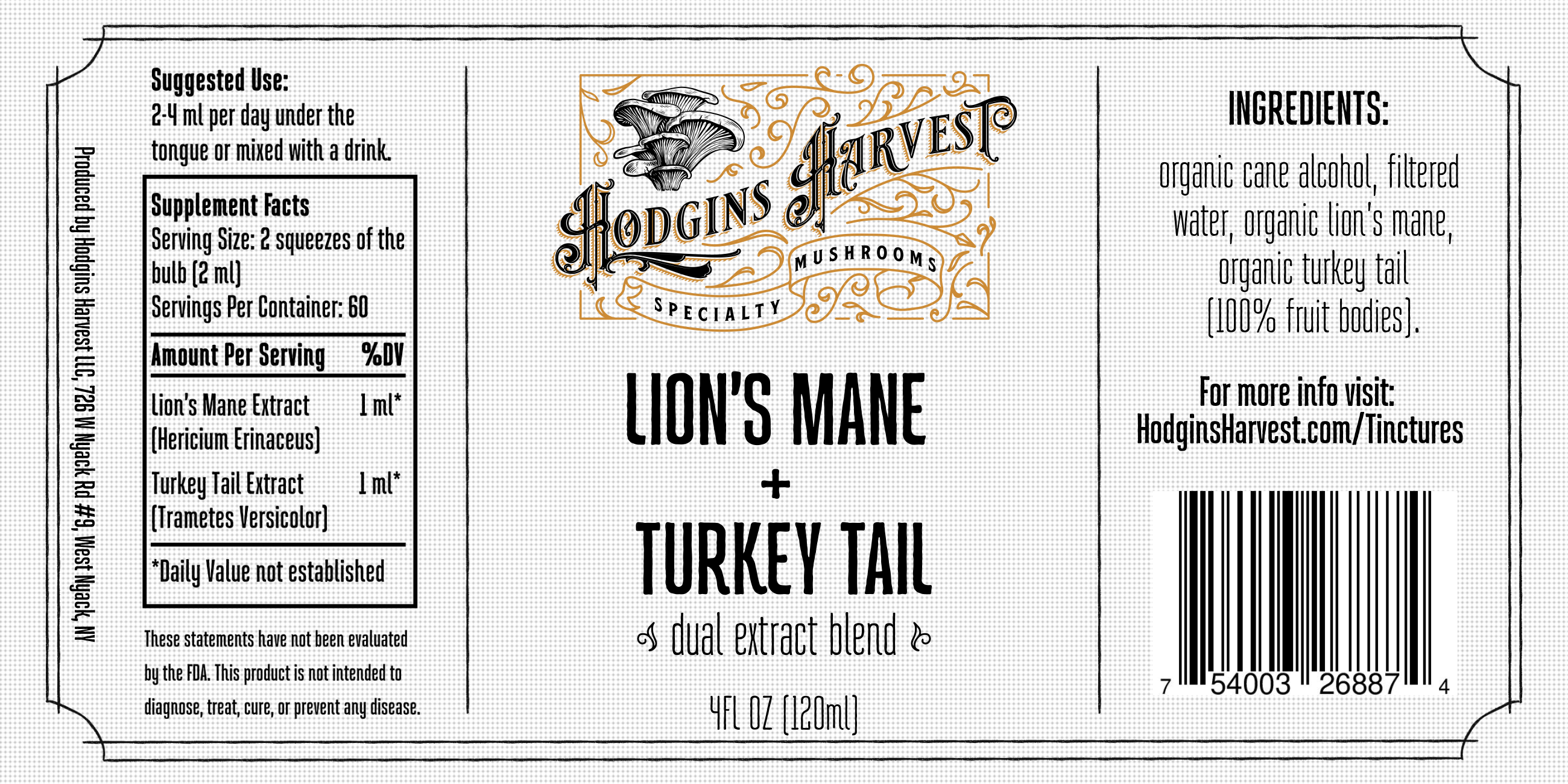 Lion's Mane + Turkey Tail Dual Extract Tincture by Hodgins Harvest