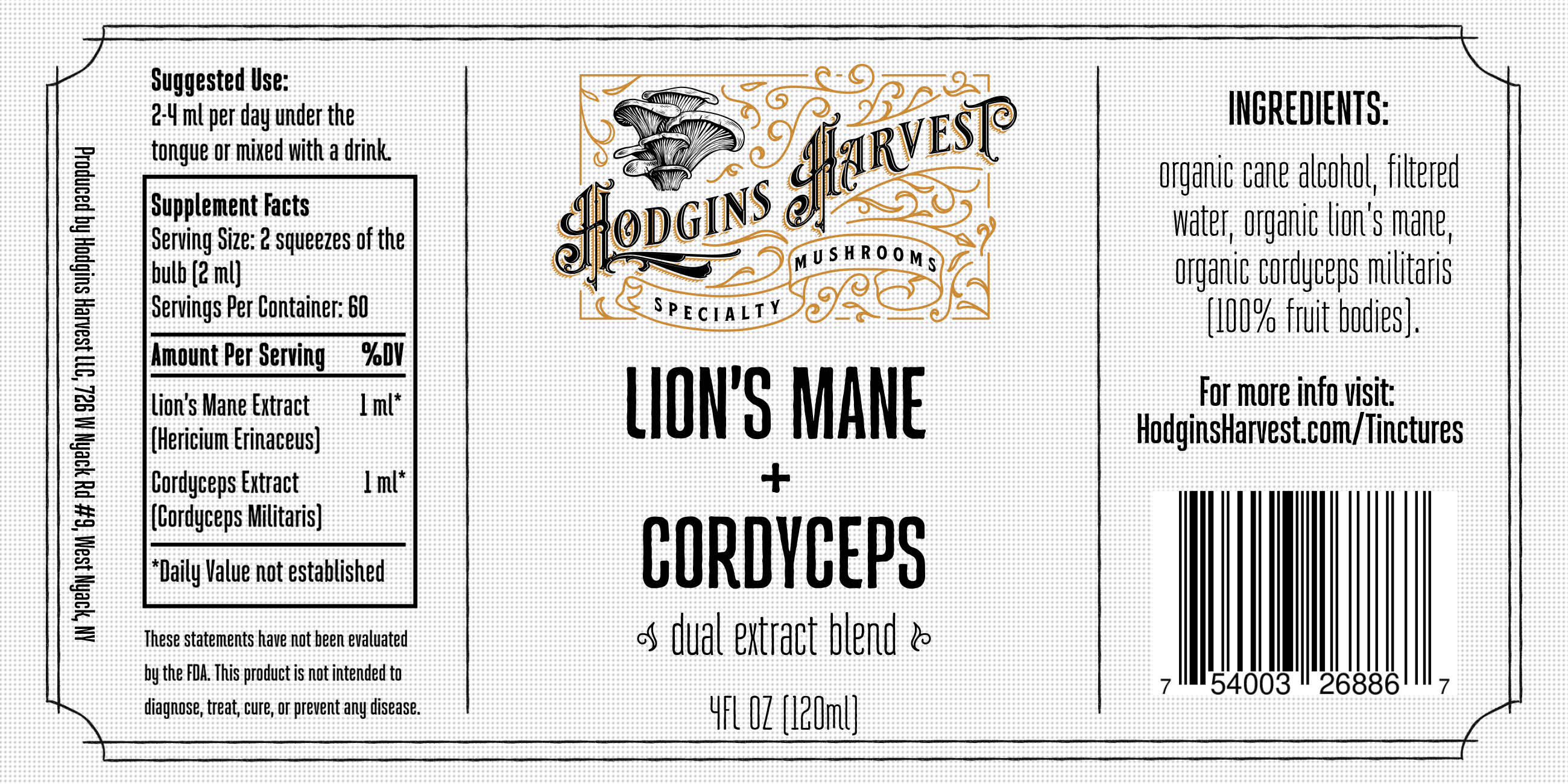 Lion's Mane + Cordyceps Dual Extract Tincture by Hodgins Harvest