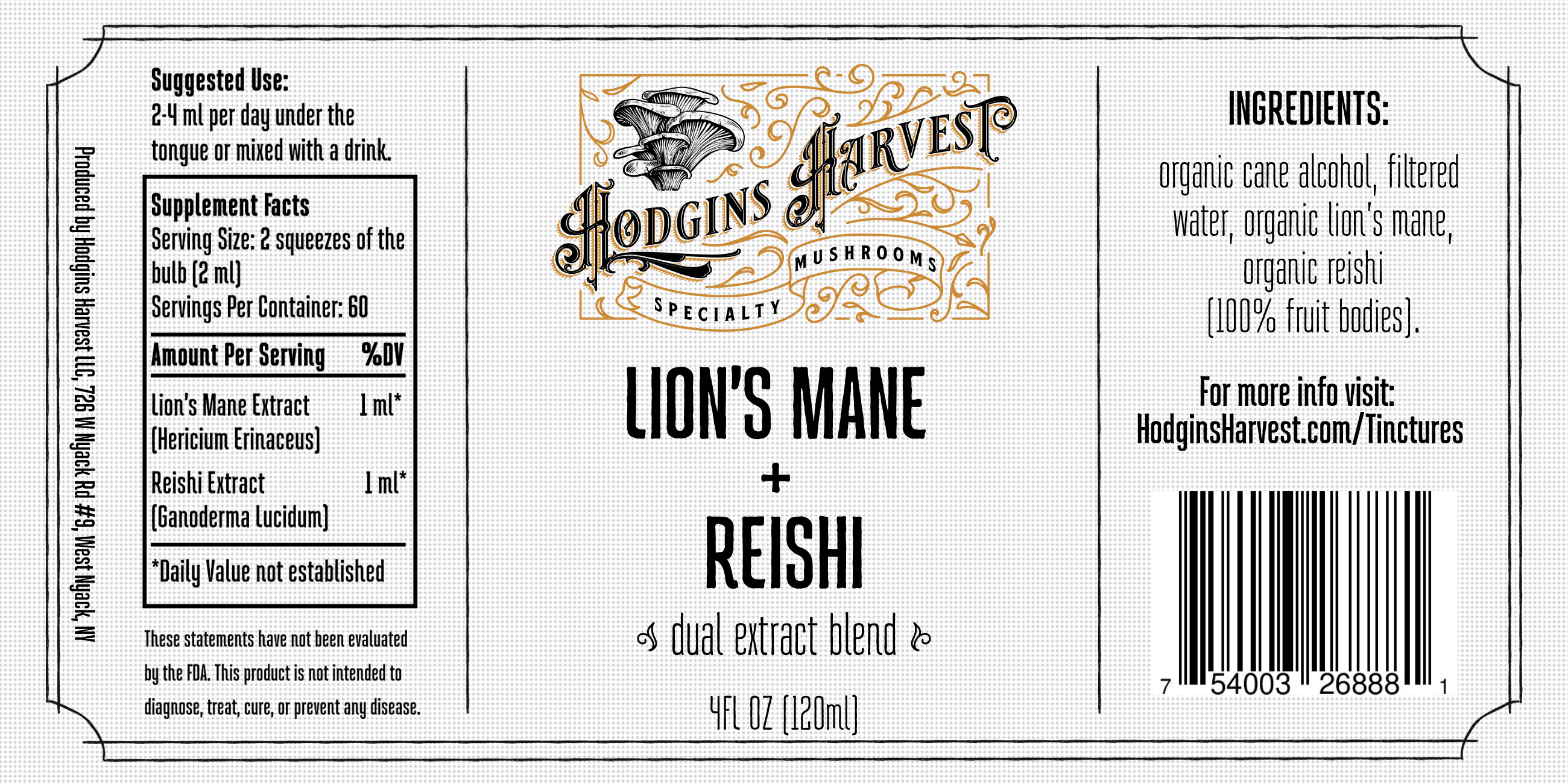 Lion's Mane + Reishi Dual Extract Tincture by Hodgins Harvest