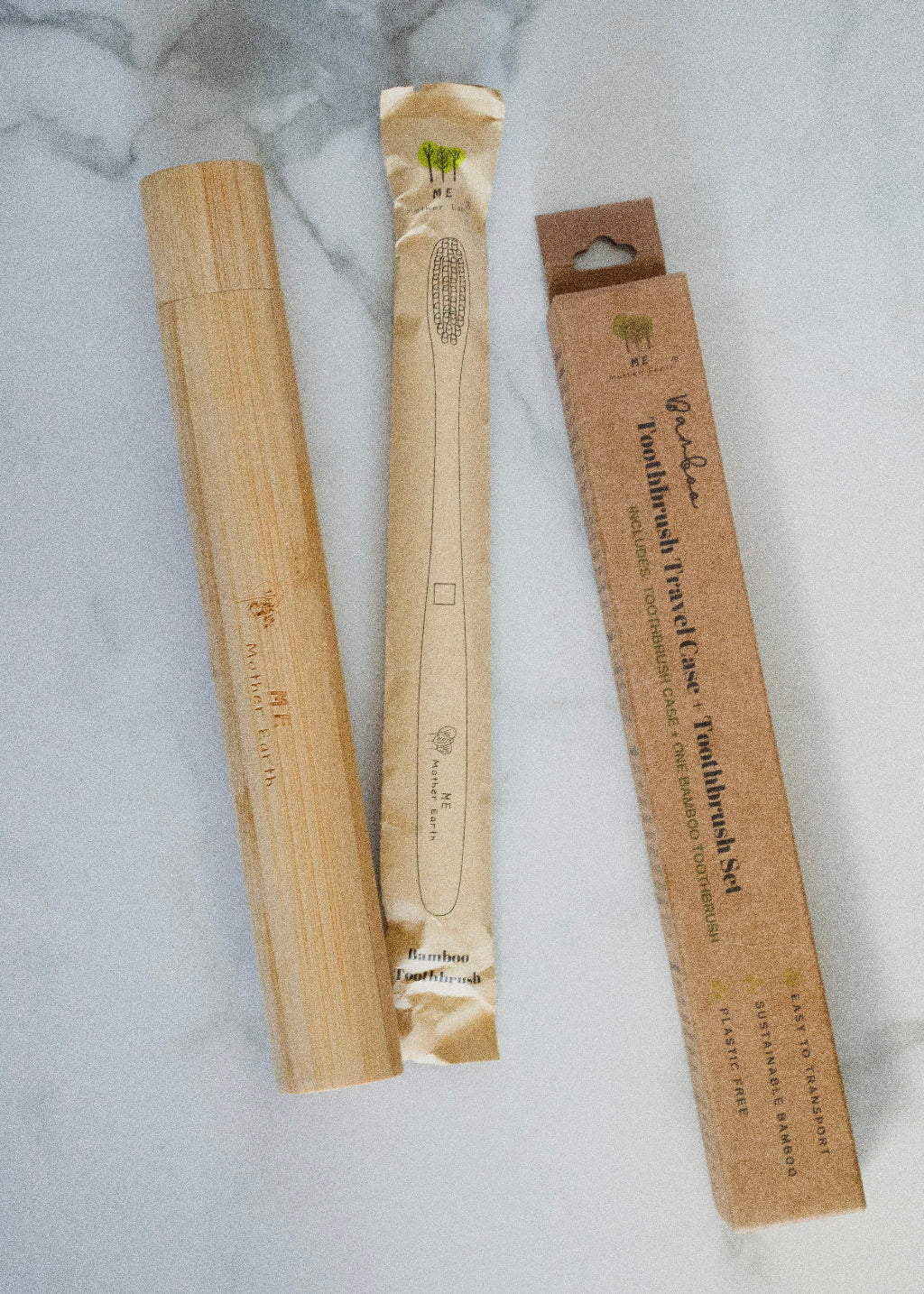 Bamboo Toothbrush Travel Case + Toothbrush Set