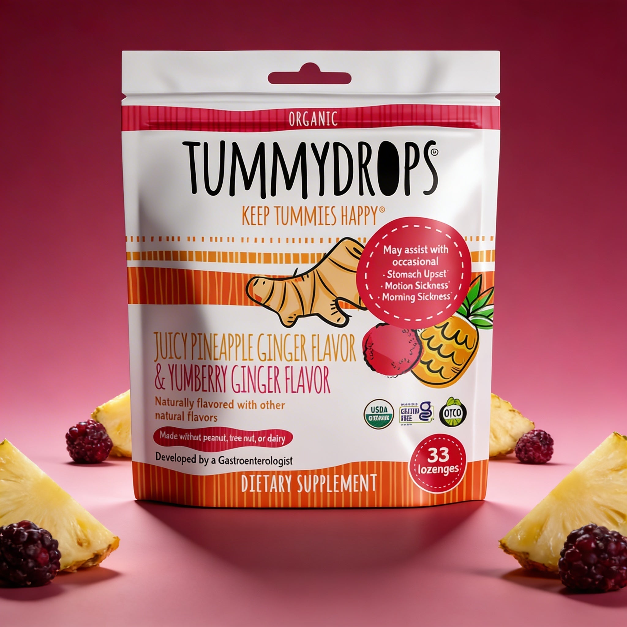 Tropical Ginger Variety Bag Tummydrops | Organic Lozenges 33ct Bag