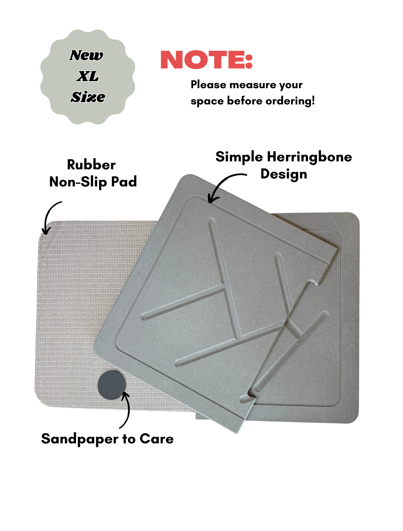 Quick Dry Diatomaceous Earth Floor Stone Bath and Dish Mat | Bathroom Shower Mat Non-Slip | Super Absorbent | Eco Friendly | Sustainable