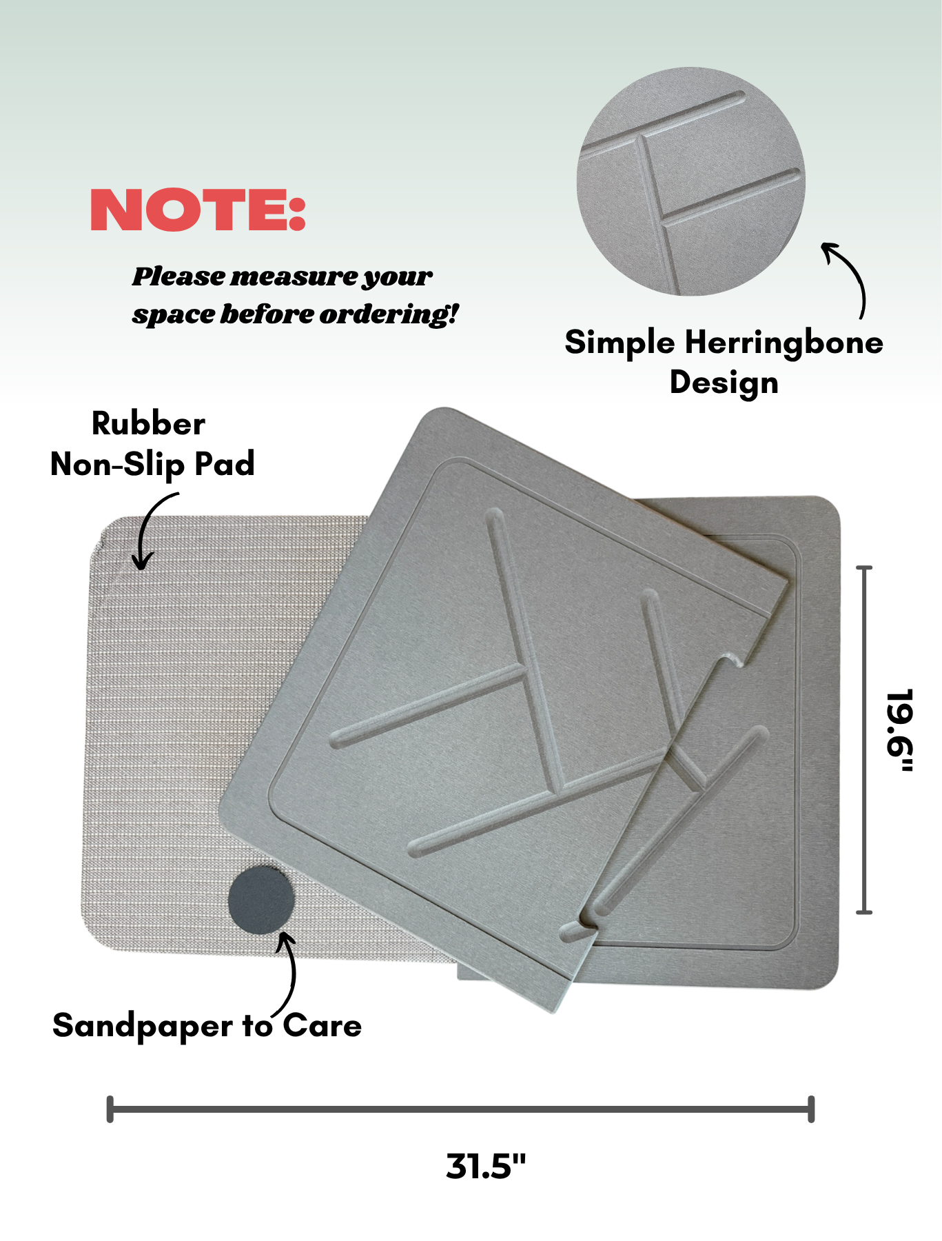 XL Quick Dry Diatomaceous Earth Floor Stone Bath Mat and Dish Mat | Bathroom Shower Mat Non-Slip | Super Absorbent