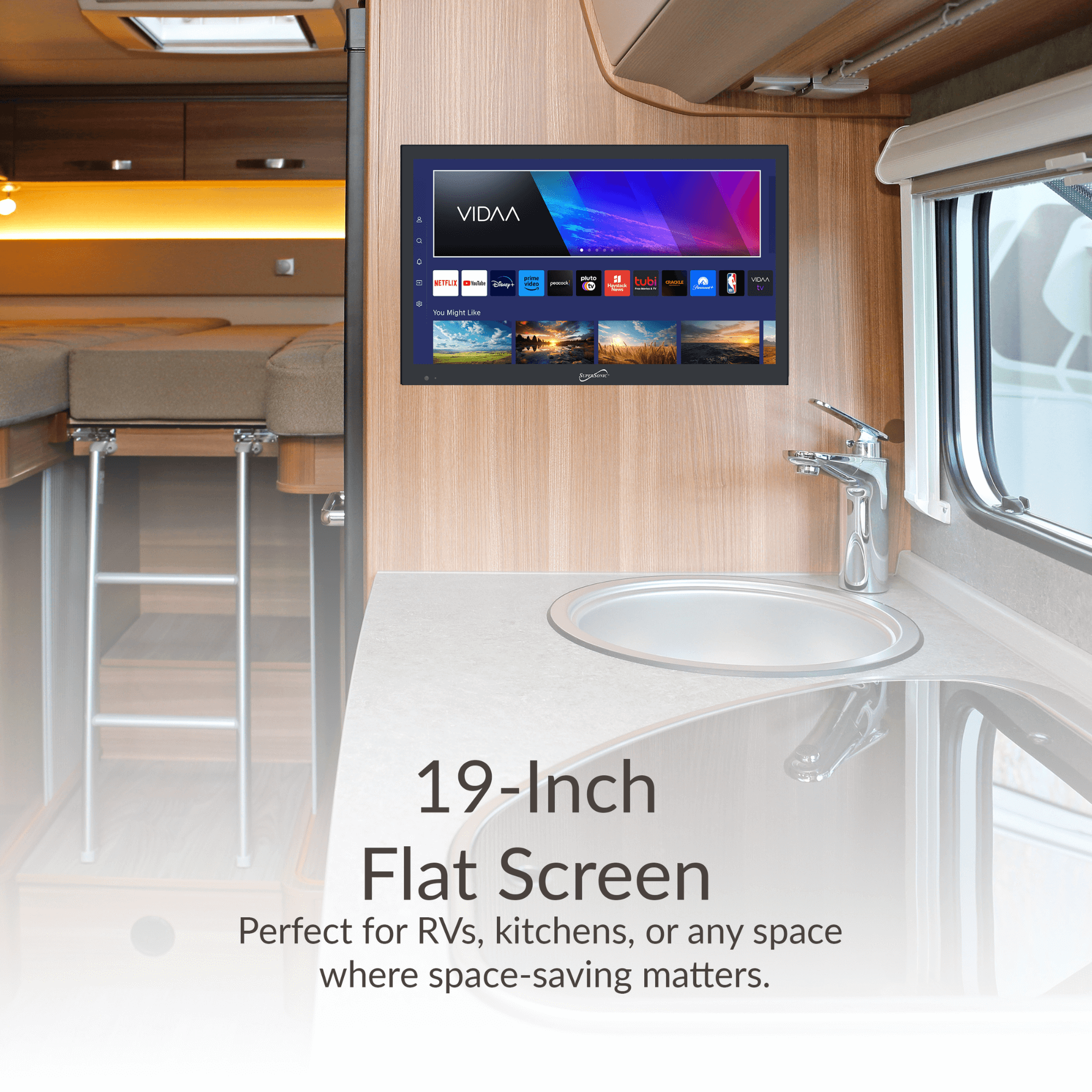 Supersonic 19" VIDAA ACDC Compatible LED Smart TV with Built-In WiFi by Jupiter Gear Home
